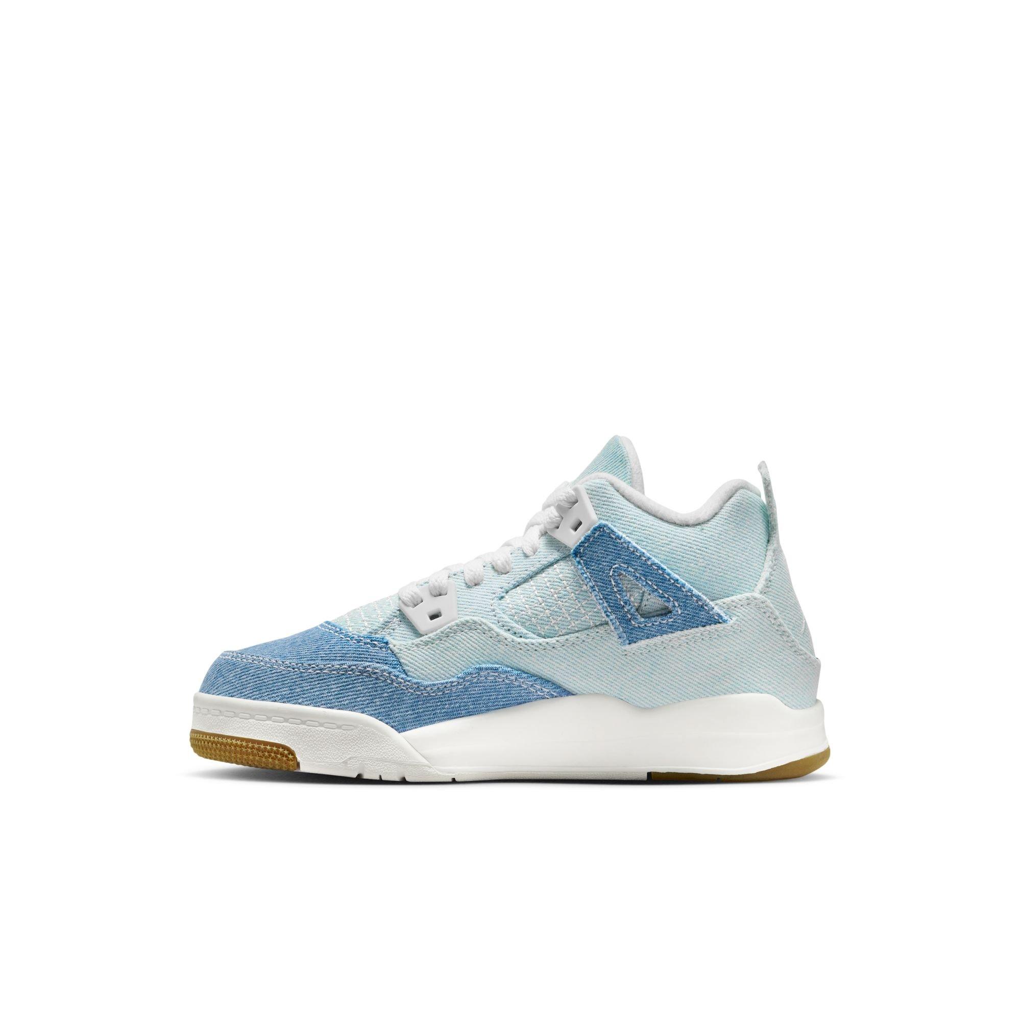 Jordan 4 Retro Preschool Girls' "Worn Blue" Shoe