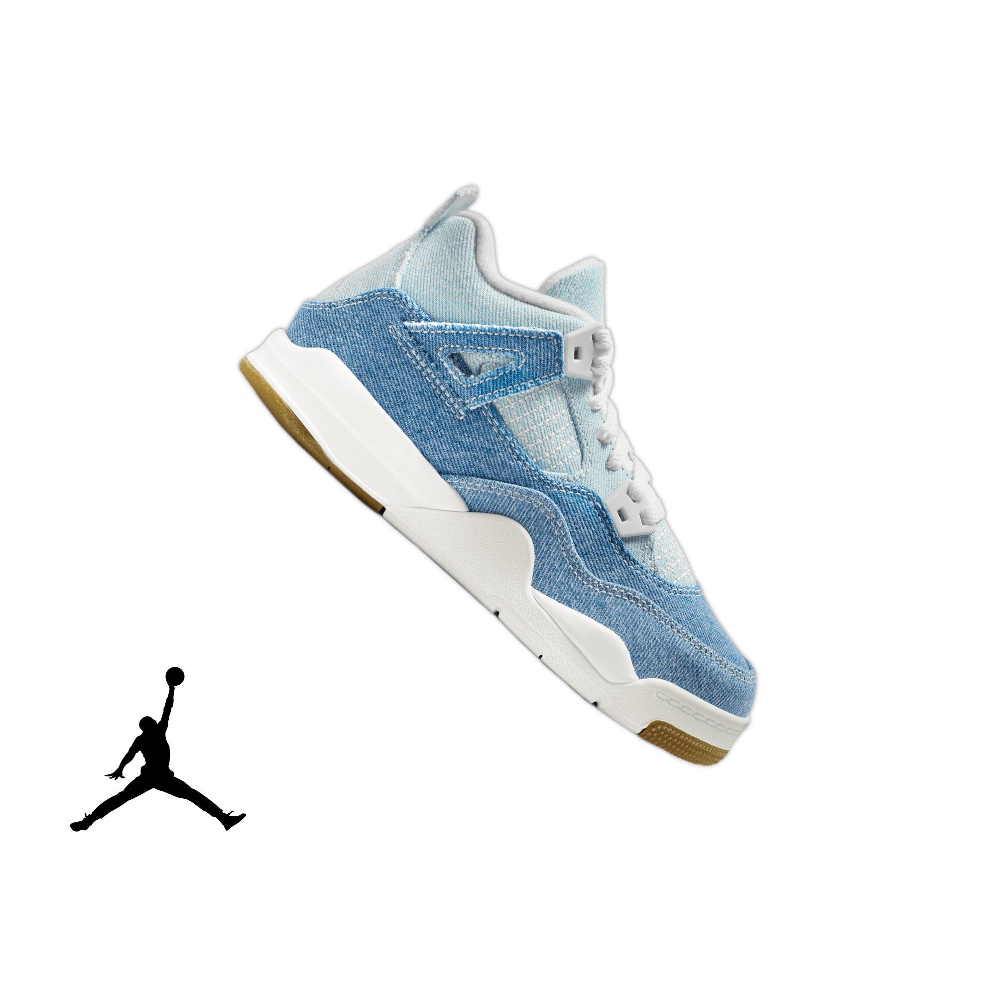 Jordan 4 Retro Preschool Girls' "Worn Blue" Shoe