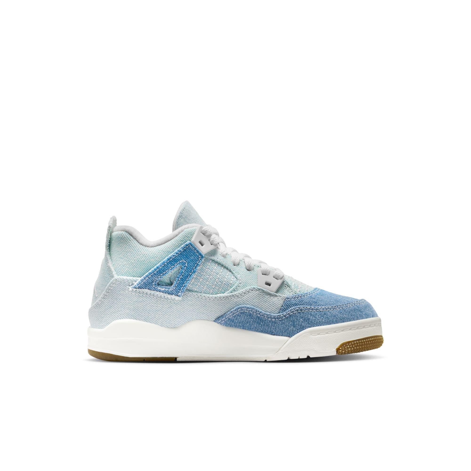 Jordan 4 Retro Preschool Girls' "Worn Blue" Shoe