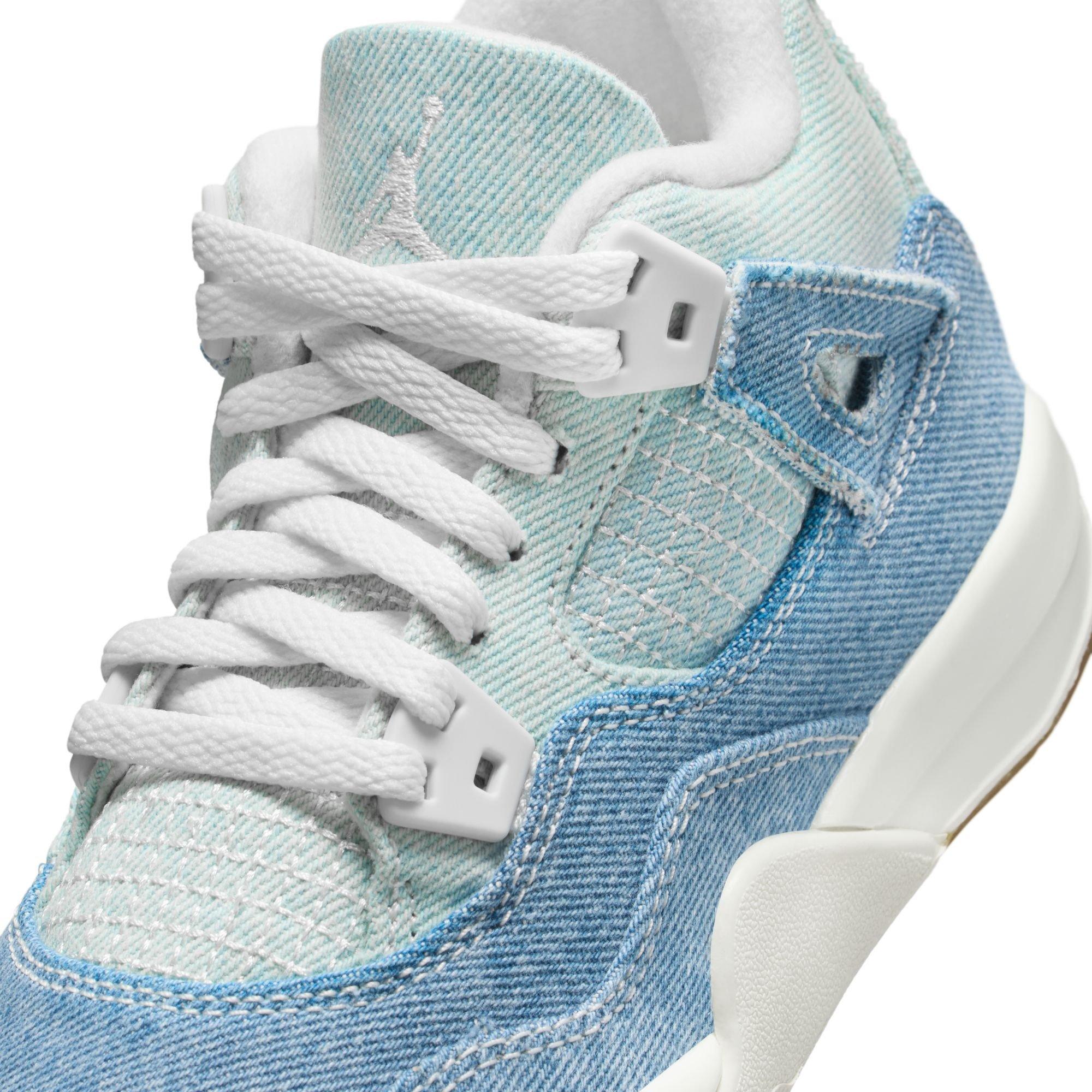 Jordan 4 Retro Preschool Girls' "Worn Blue" Shoe