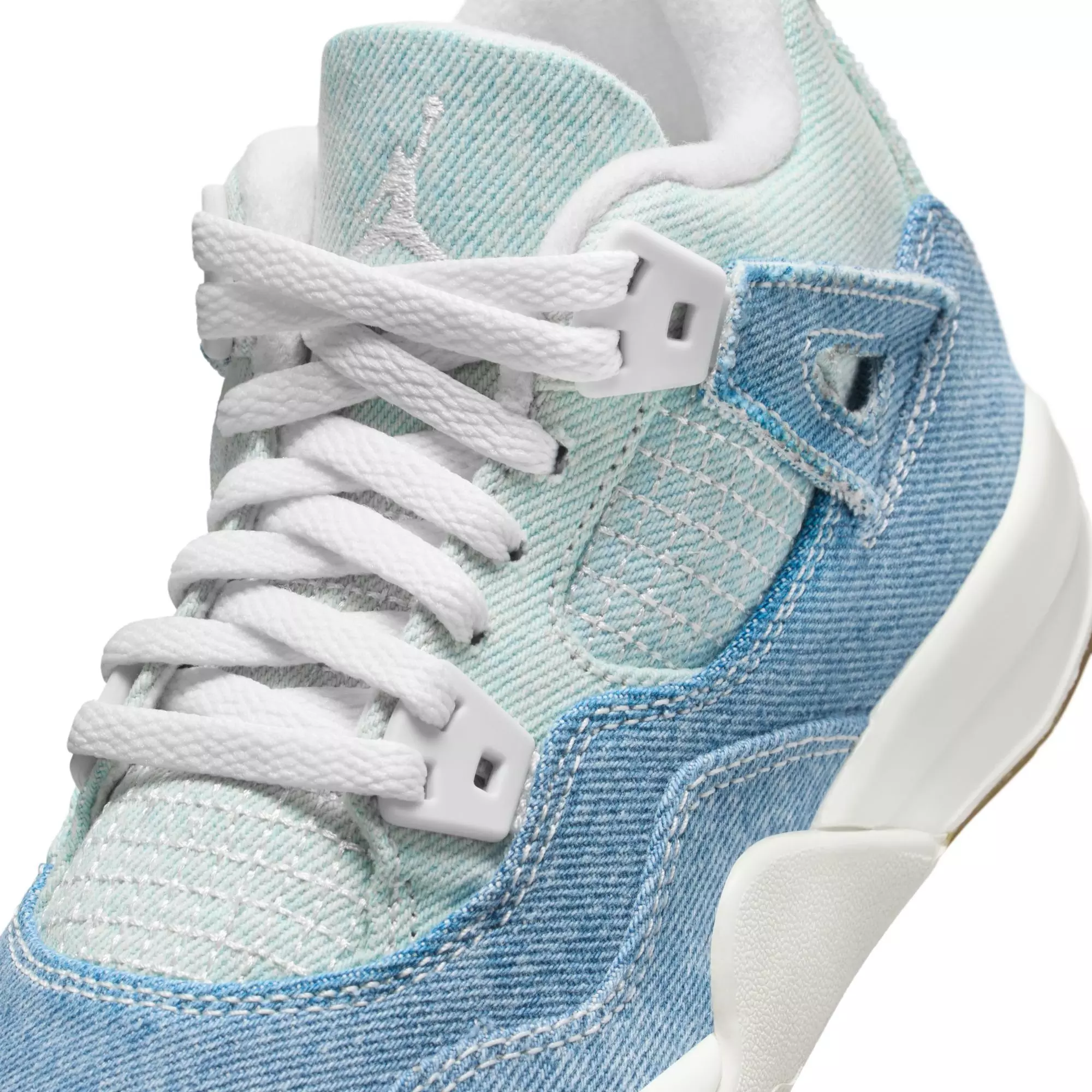 Jordan 4 Retro "Worn Blue" Preschool Girls' Shoe - WHITE/BLUE