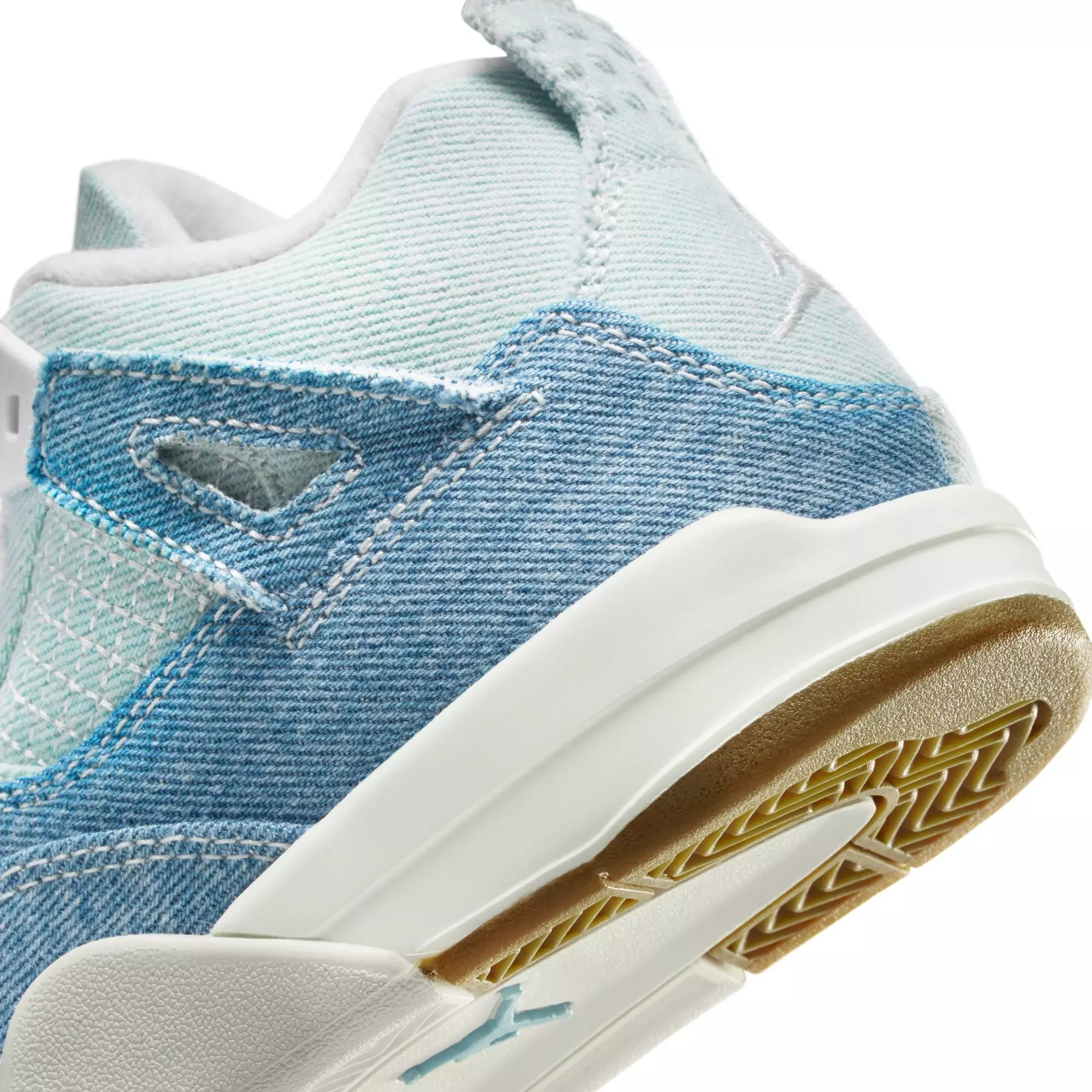 Jordan 4 Retro "Worn Blue" Preschool Girls' Shoe - WHITE/BLUE