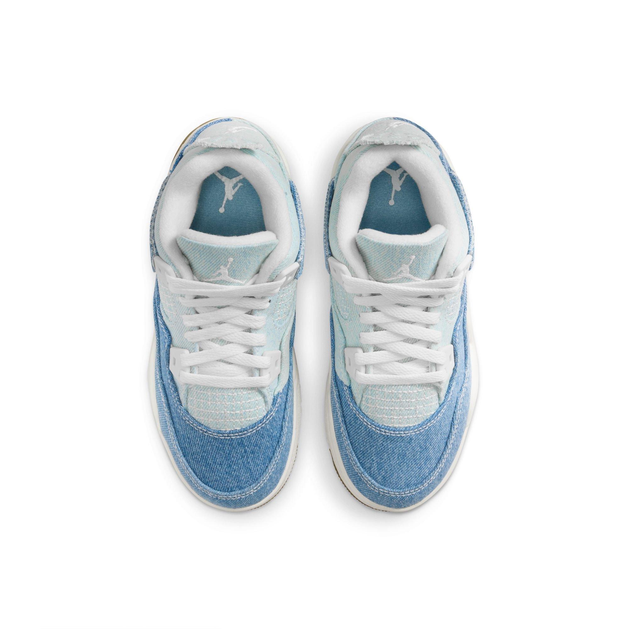 Jordan 4 Retro Preschool Girls' "Worn Blue" Shoe