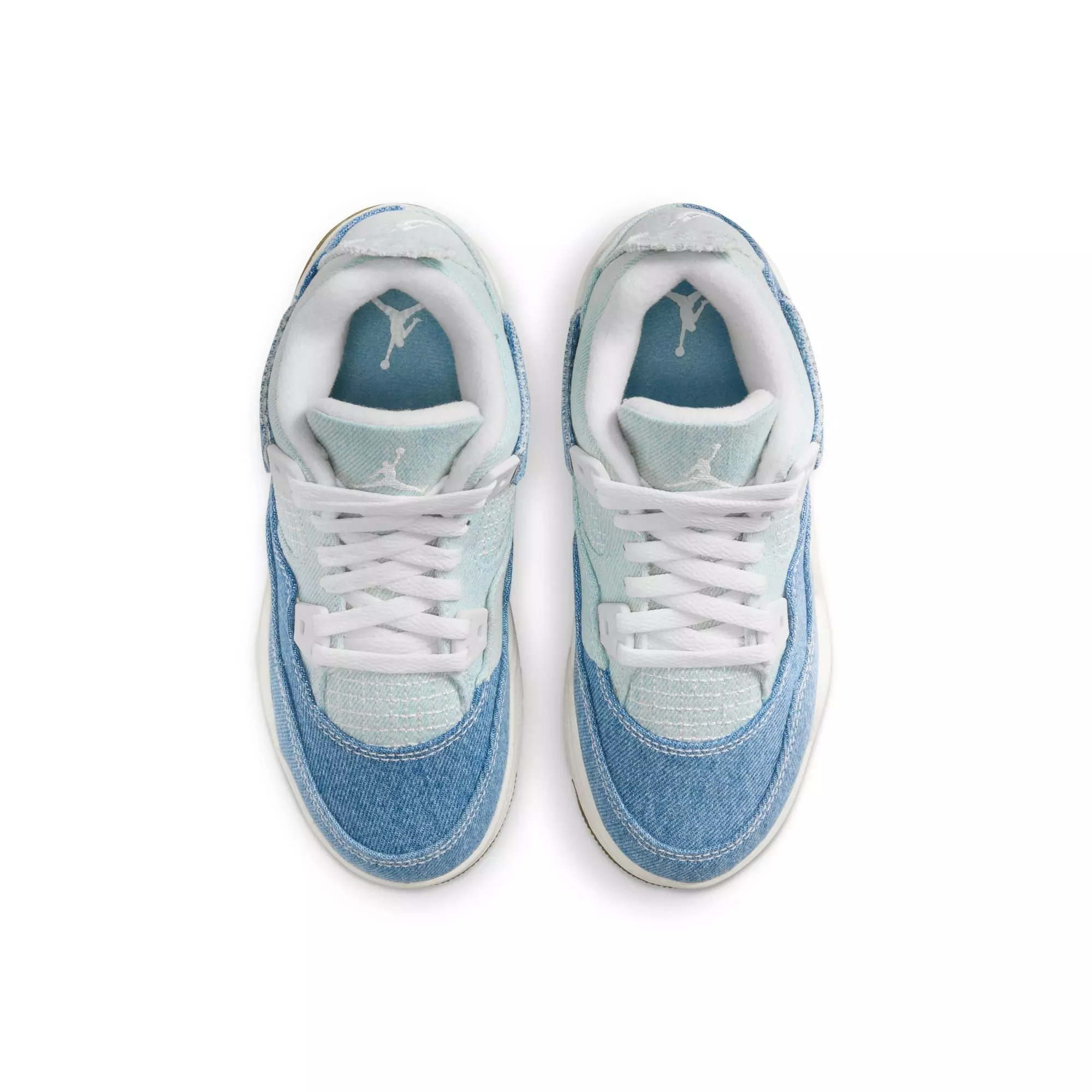 Jordan 4 Retro "Worn Blue" Preschool Girls' Shoe - WHITE/BLUE