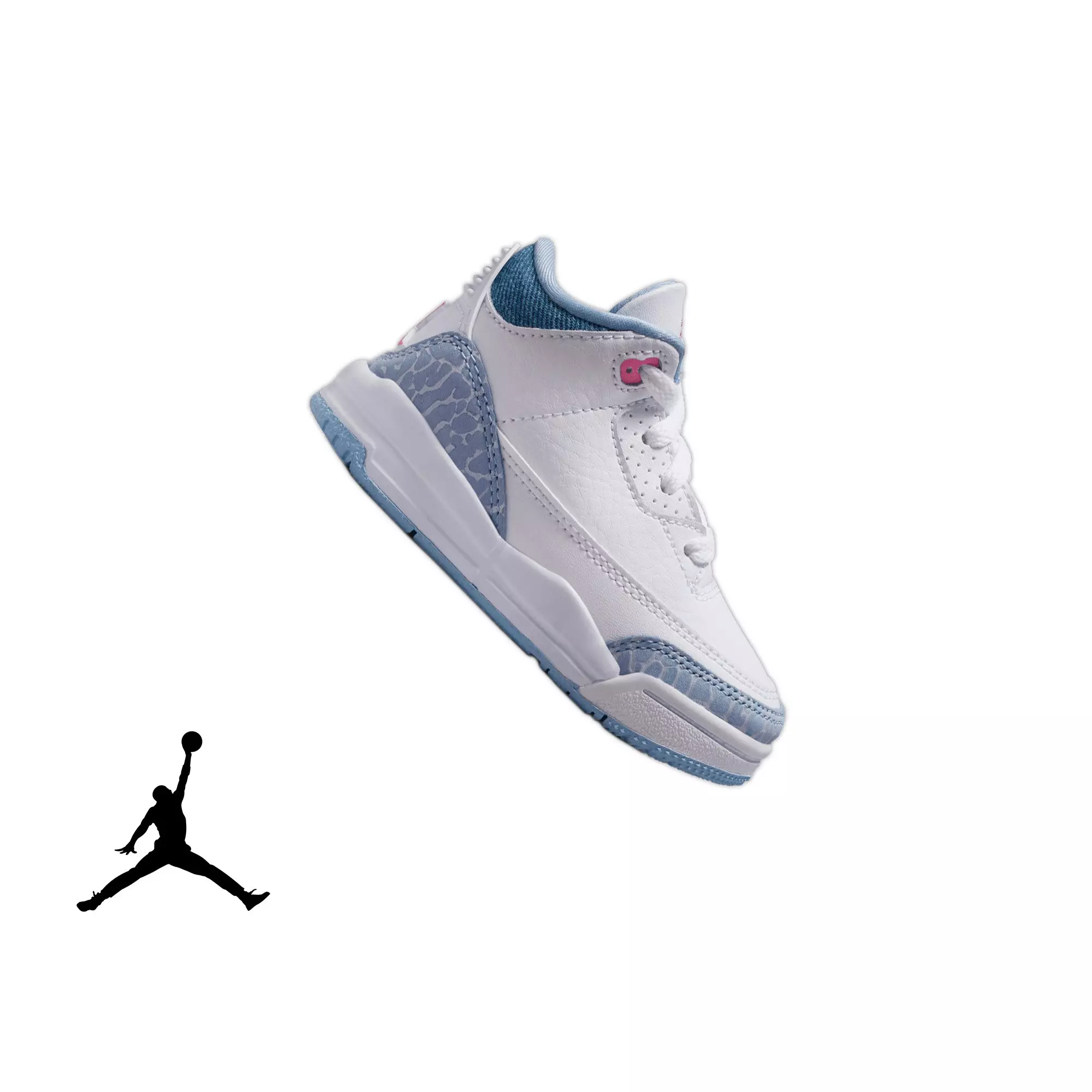 Jordan 3 Retro "Colbalt Bliss" Toddler Girls' Shoe - WHITE/PINK GLOW/COBALT BLISS