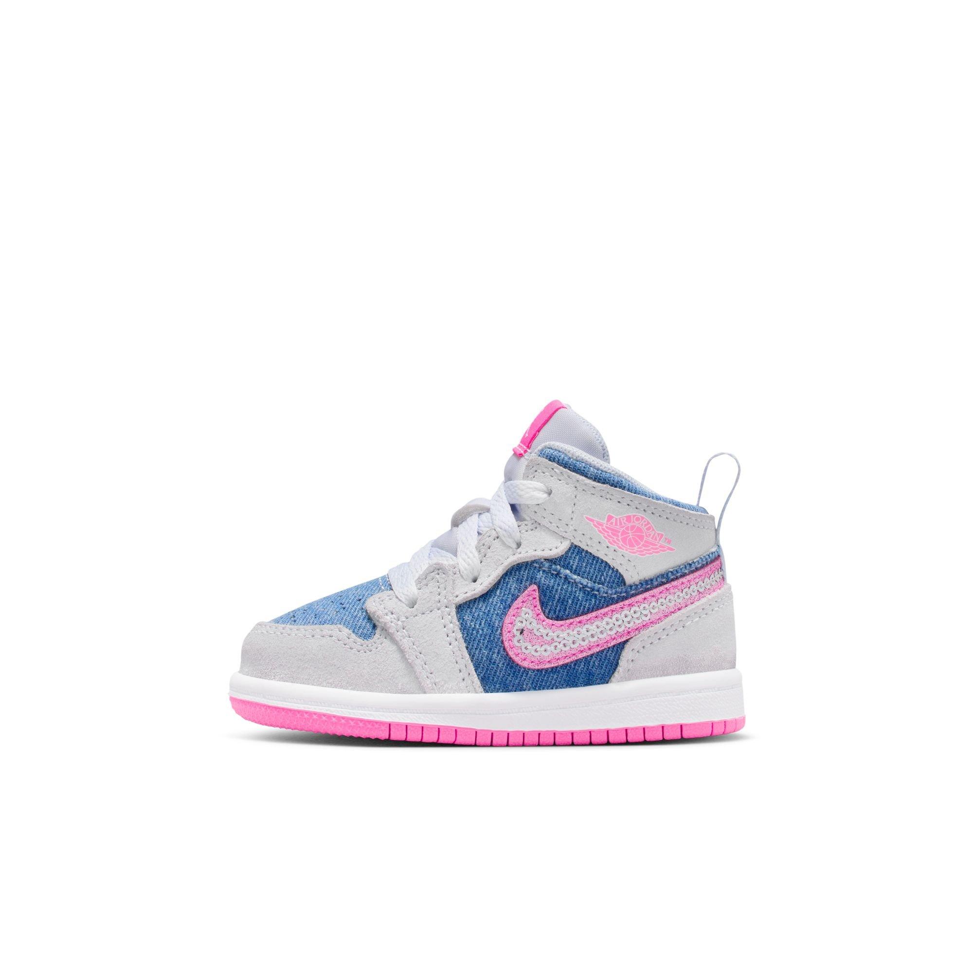 Jordan 1 Mid SE Toddler Girls' "Cobalt Bliss/Pink Glow/White" Shoe