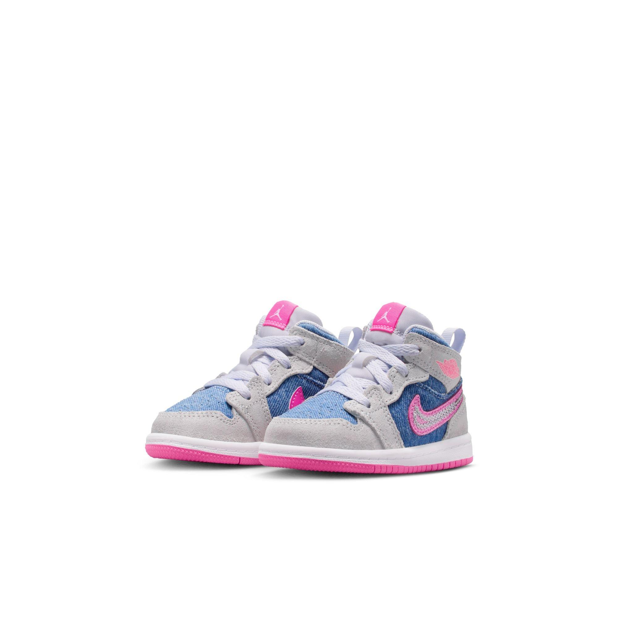 Jordan 1 Mid SE Toddler Girls' "Cobalt Bliss/Pink Glow/White" Shoe