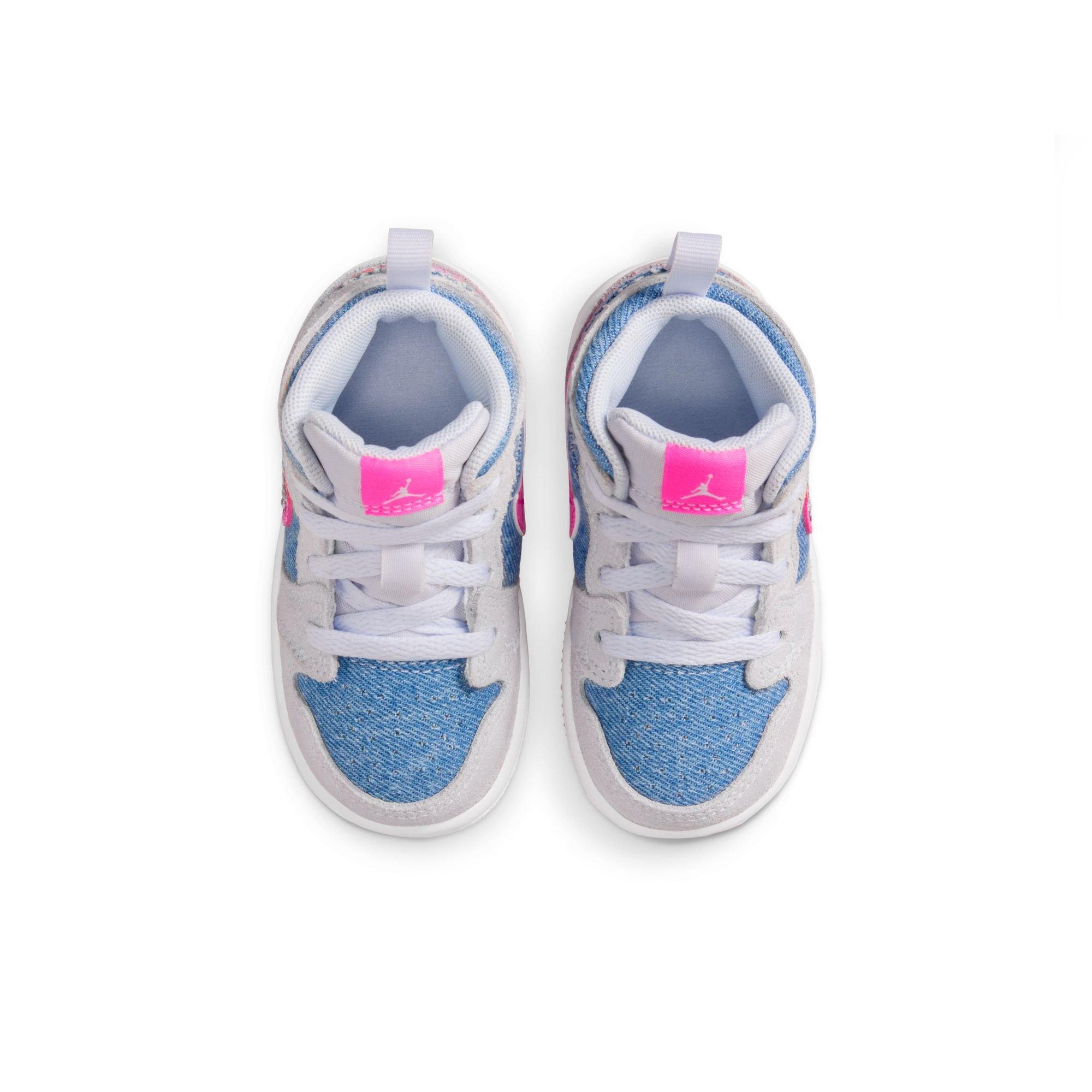 Jordan 1 Mid SE Toddler Girls' "Cobalt Bliss/Pink Glow/White" Shoe