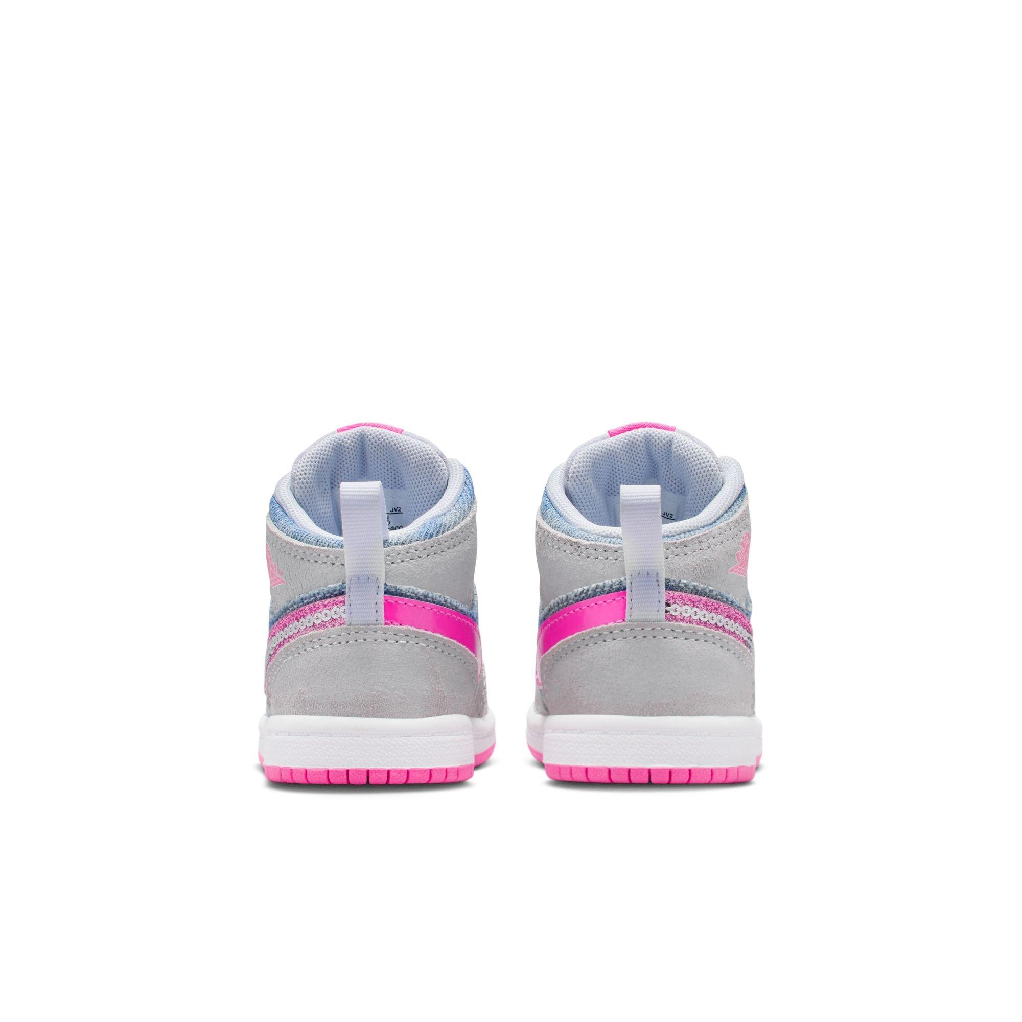 Jordan 1 Mid SE Toddler Girls' "Cobalt Bliss/Pink Glow/White" Shoe