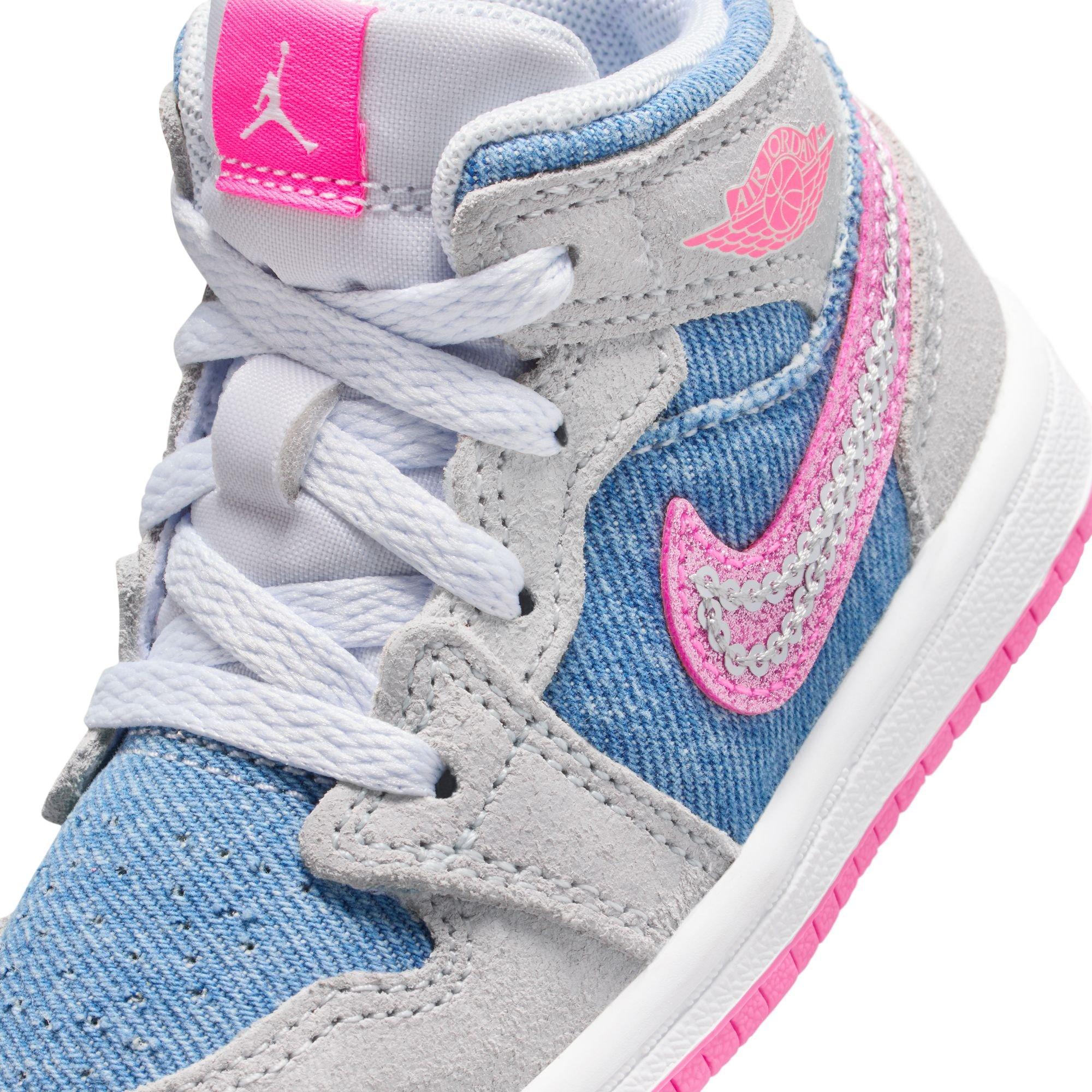 Jordan 1 Mid SE Toddler Girls' "Cobalt Bliss/Pink Glow/White" Shoe