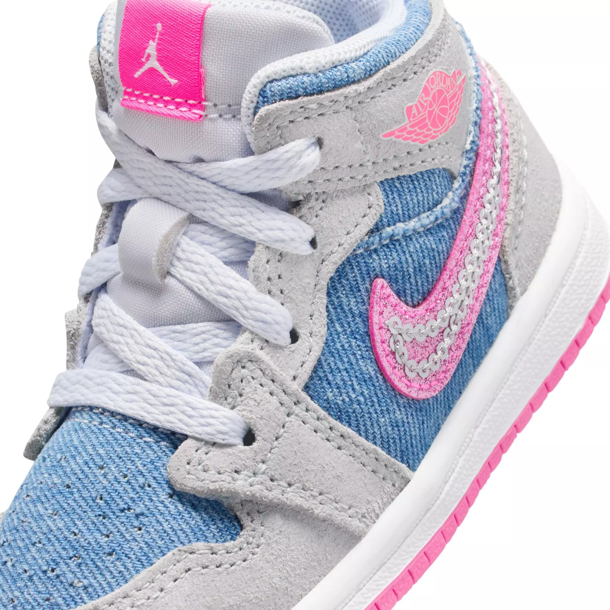 Jordan 1 Mid SE "Cobalt Bliss/Pink Glow/White" Toddler Girls' Shoe - BLUE/PINK