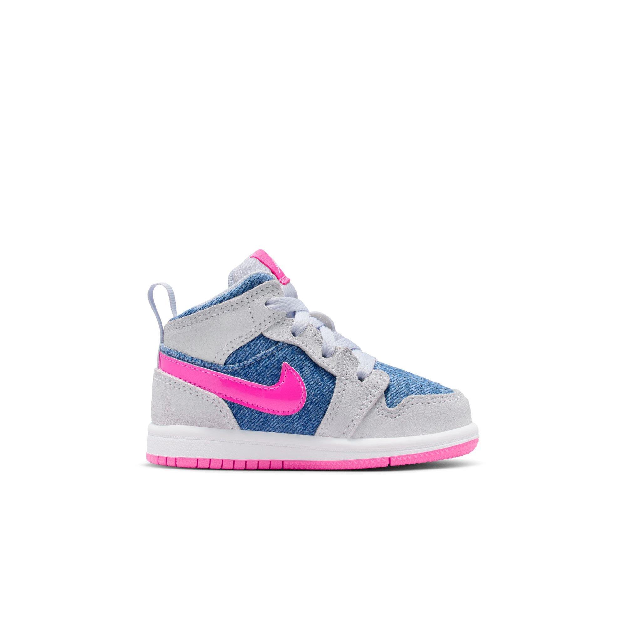 Jordan 1 Mid SE Toddler Girls' "Cobalt Bliss/Pink Glow/White" Shoe