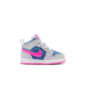 Jordan 1 Mid SE "Cobalt Bliss/Pink Glow/White" Toddler Girls' Shoe