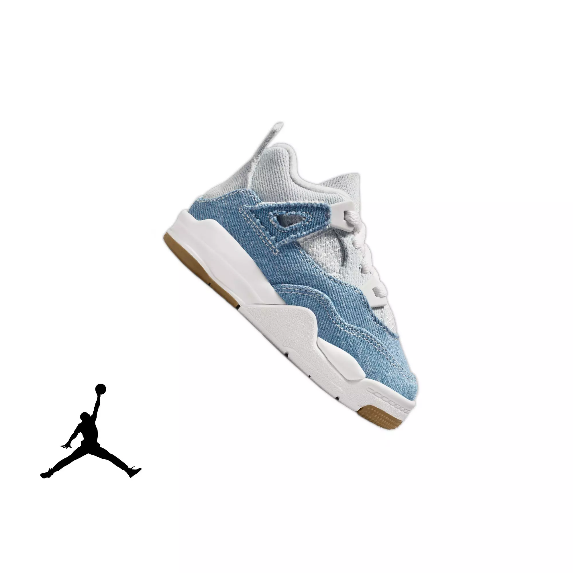 Jordan 4 Retro "Worn Blue" Toddler Girls' Shoe - WHITE/BLUE