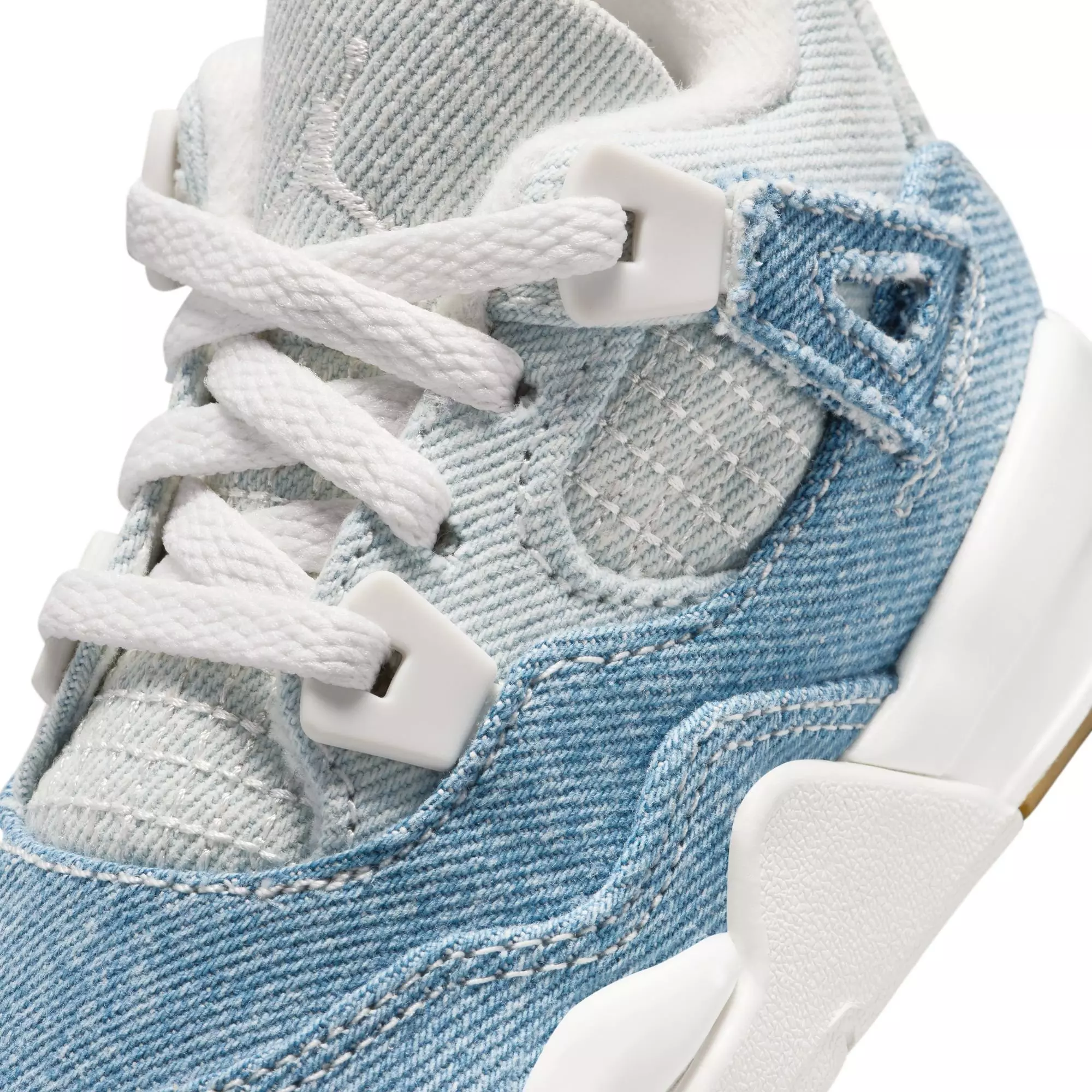 Jordan 4 Retro "Worn Blue" Toddler Girls' Shoe - WHITE/BLUE