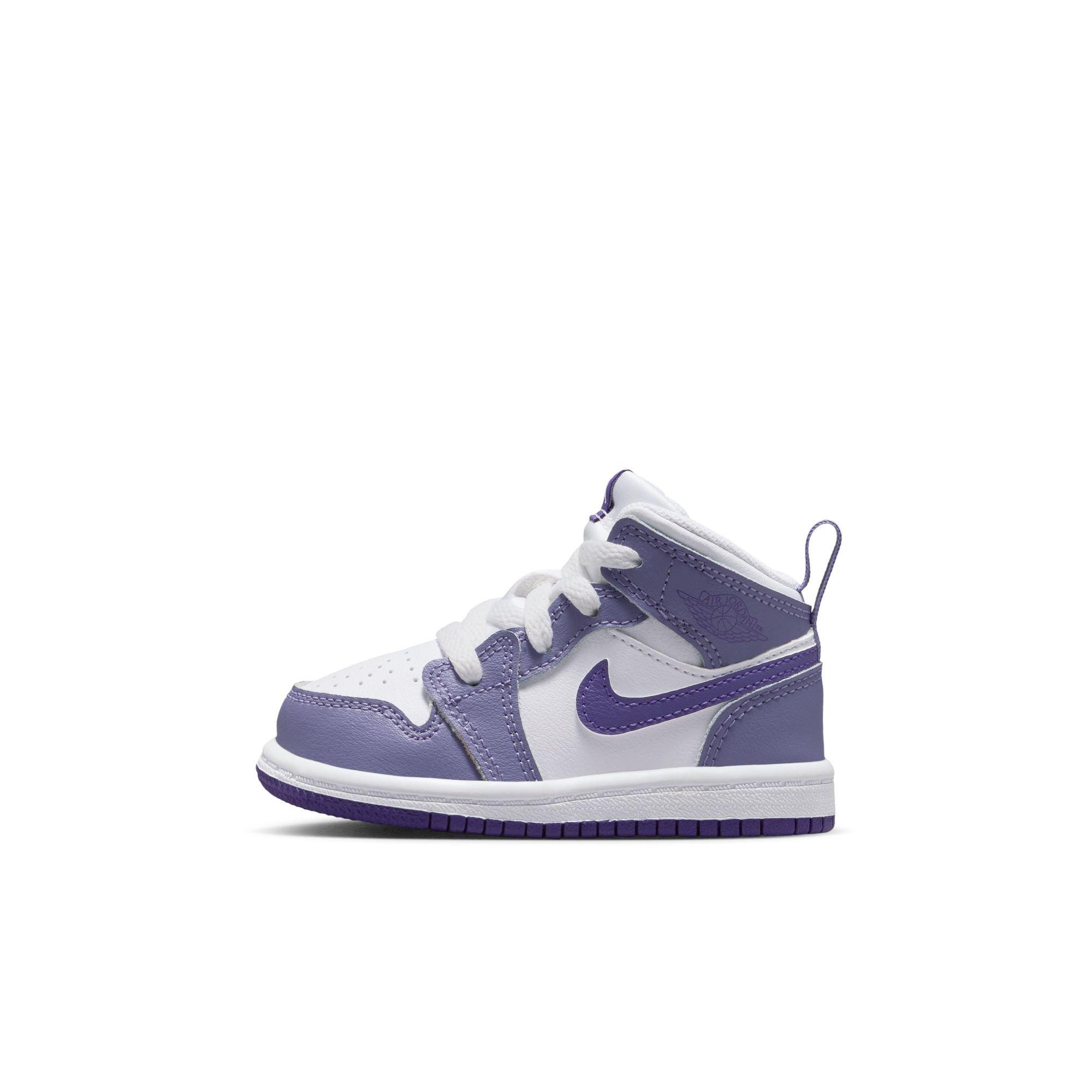 Jordan 1 Mid Toddler Girls' "Dusty Amethyst/Court Purple/White" Shoe