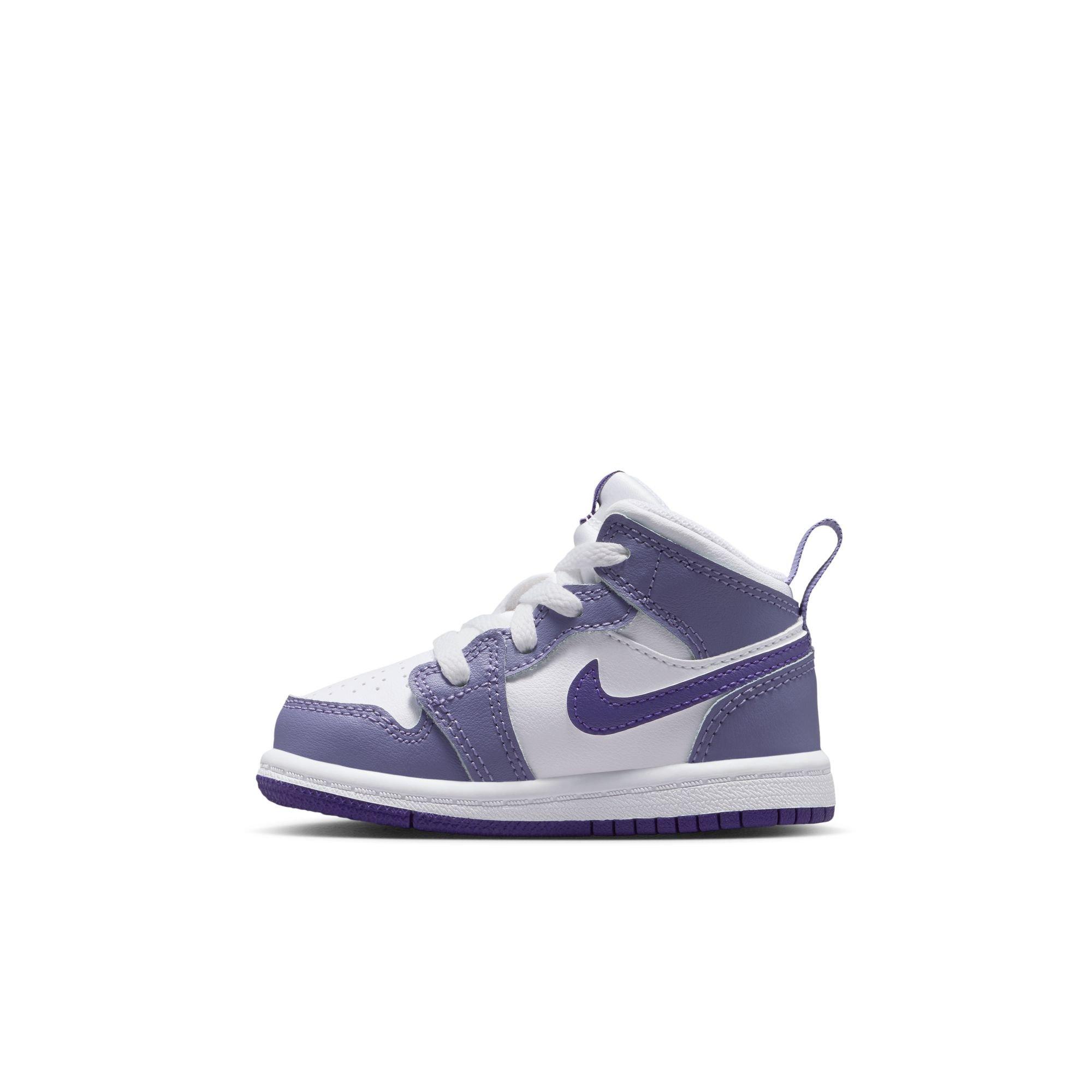 Jordan 1 Mid Toddler Girls' "Dusty Amethyst/Court Purple/White" Shoe