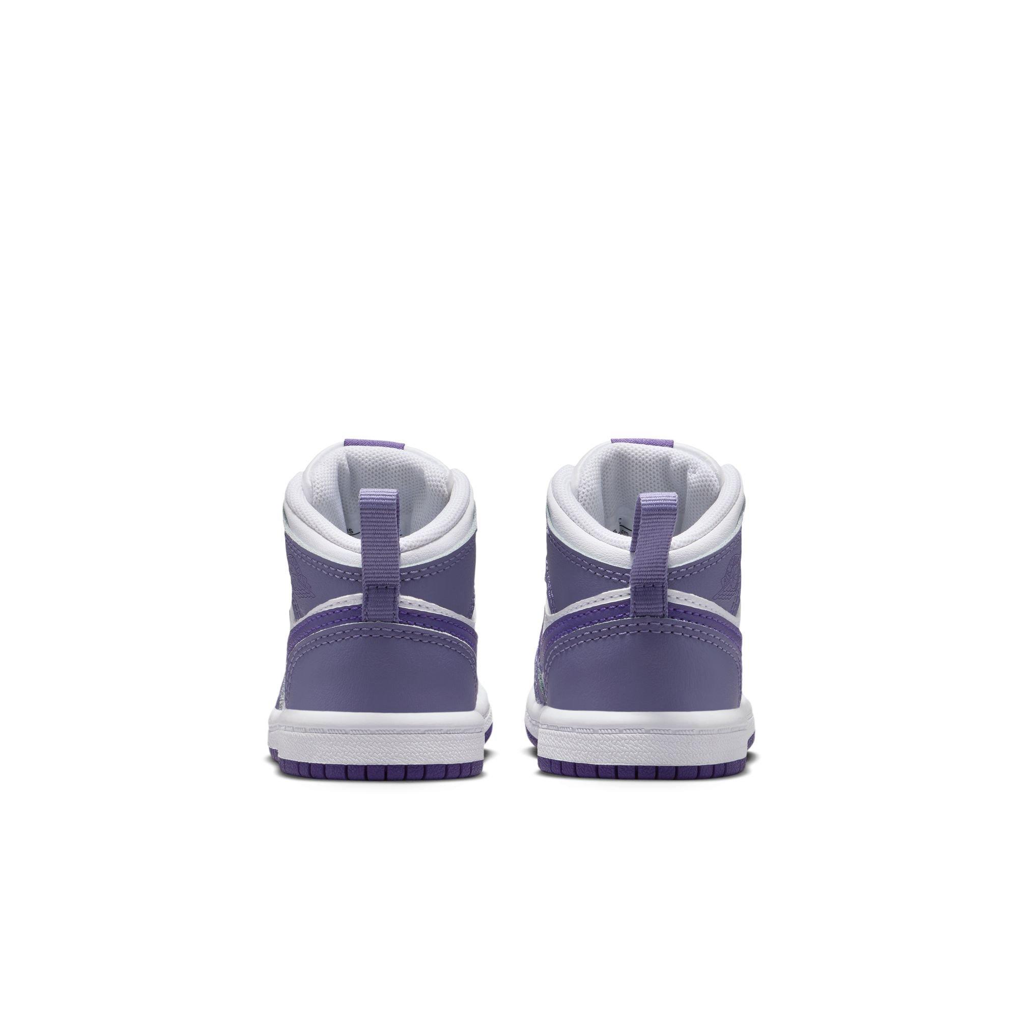 Jordan 1 Mid Toddler Girls' "Dusty Amethyst/Court Purple/White" Shoe
