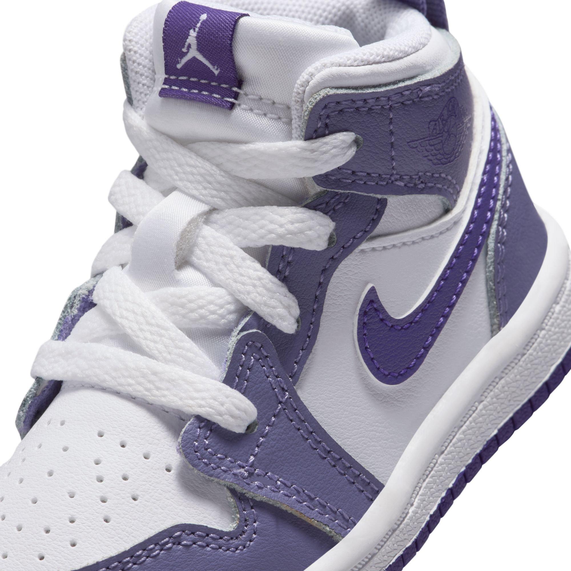 Jordan 1 Mid Toddler Girls' "Dusty Amethyst/Court Purple/White" Shoe