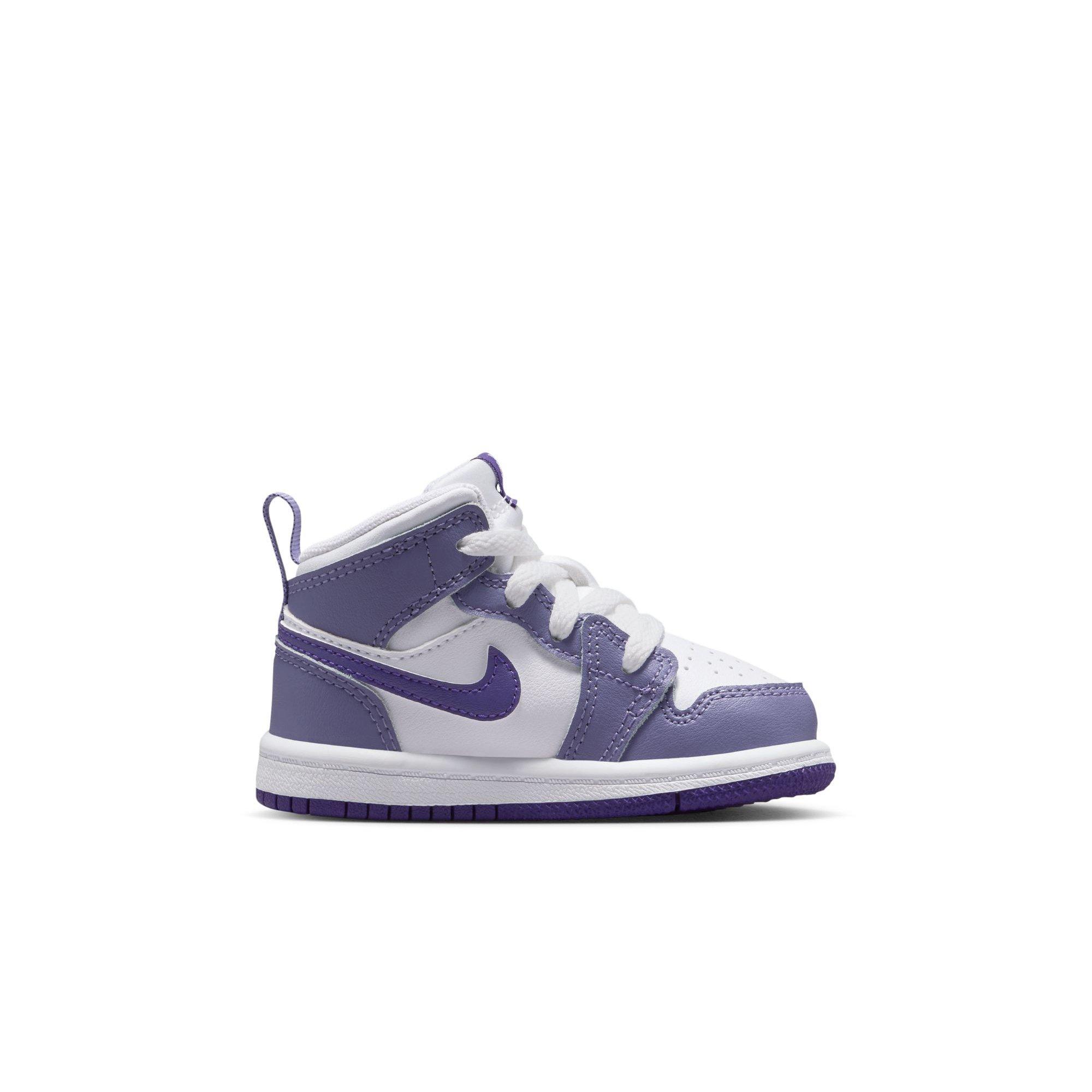 Jordan 1 Mid Toddler Girls' "Dusty Amethyst/Court Purple/White" Shoe
