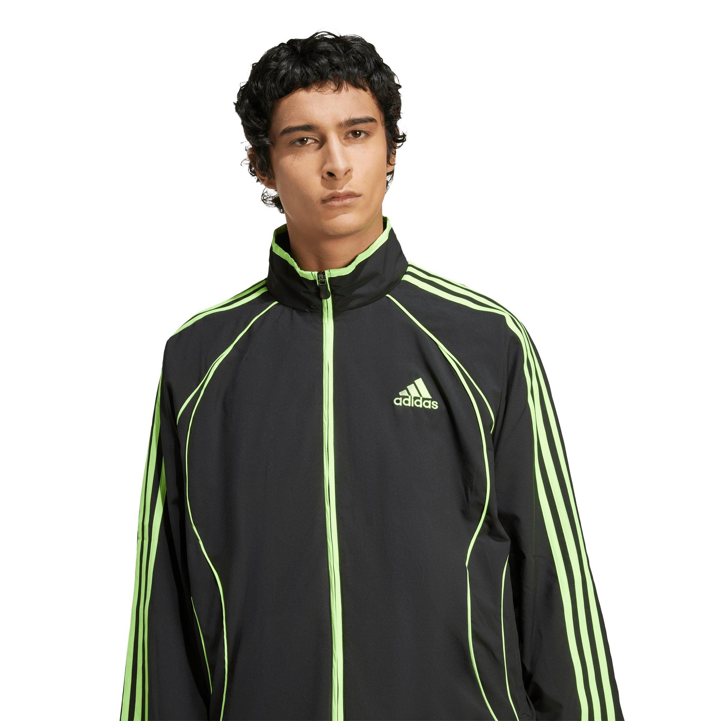 adidas Men's Teamgeist Adicolor Track Jacket - Black/Green - BLACK/GREEN Thumbnail View 3