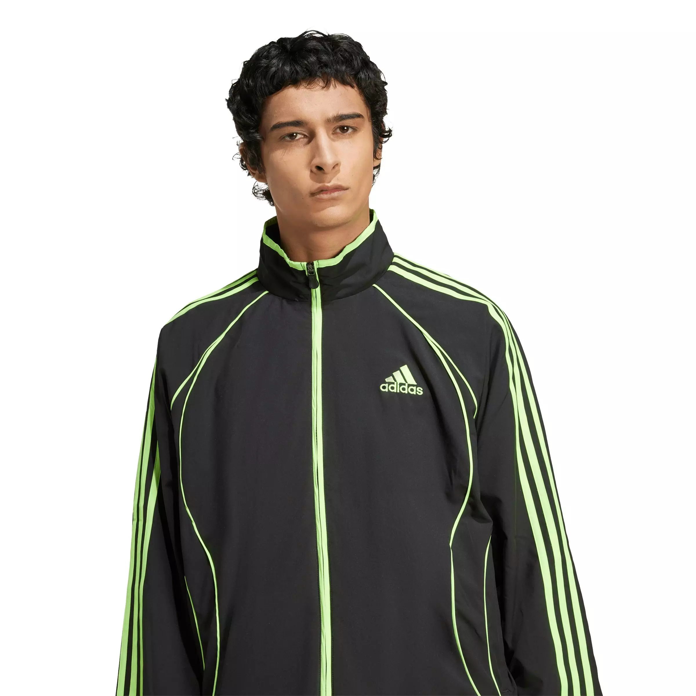 adidas Men's Teamgeist Adicolor Track Jacket - Black/Green - BLACK/GREEN