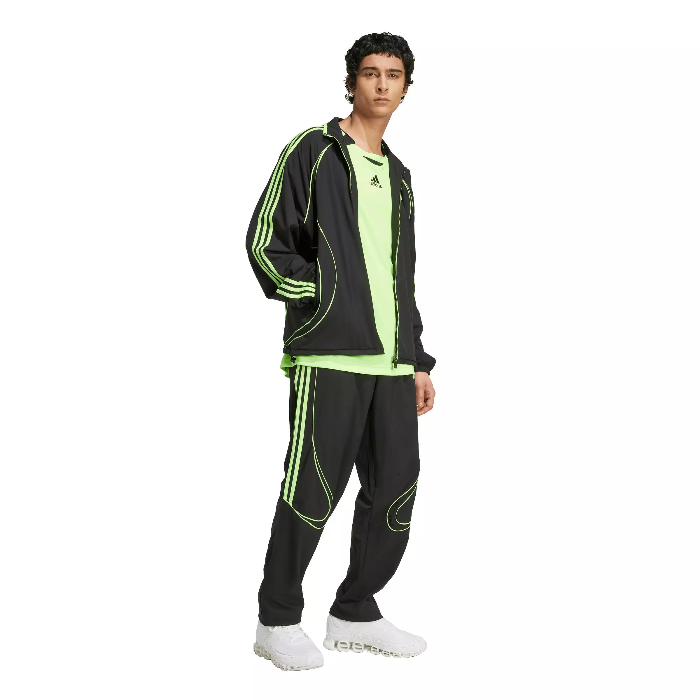 adidas Men's Teamgeist Adicolor Track Jacket - Black/Green - BLACK/GREEN