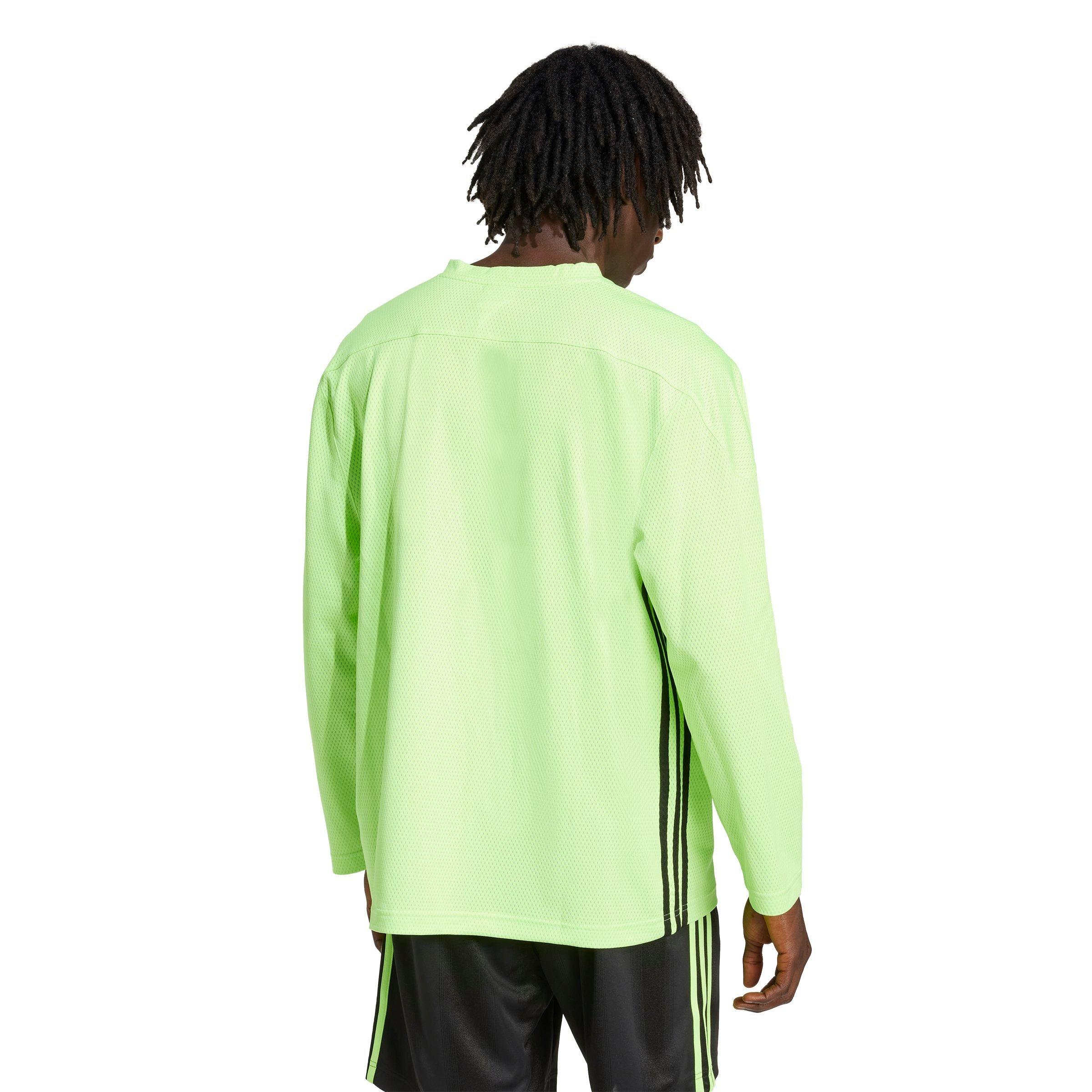 adidas Originals Men's Adicolor Mesh Long-Sleeve Tee - Green/Black - GREEN/BLACK Thumbnail View 2