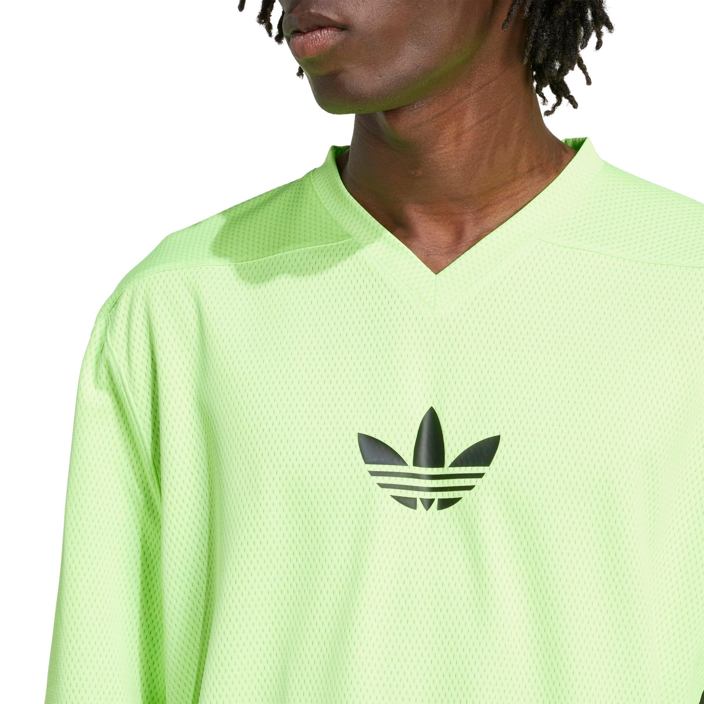 adidas Originals Men's Adicolor Mesh Long-Sleeve Tee - GREEN/BLACK Thumbnail View 3
