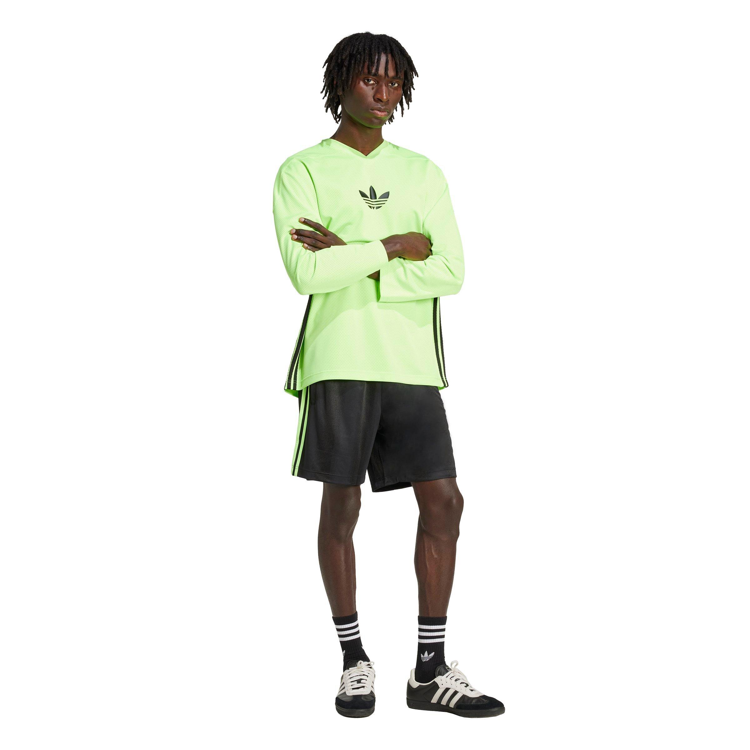 adidas Originals Men's Adicolor Mesh Long-Sleeve Tee - GREEN/BLACK Thumbnail View 5