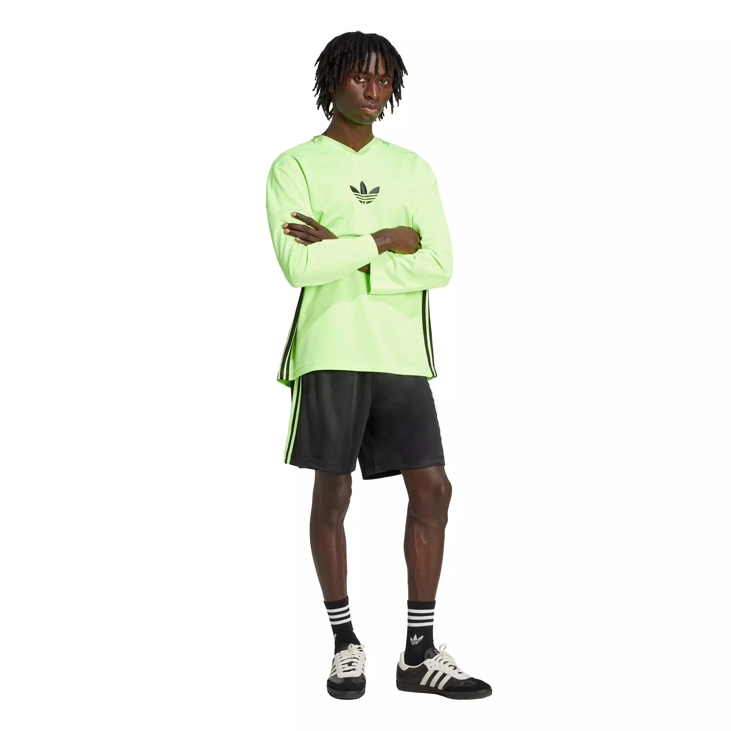 adidas Originals Men's Adicolor Mesh Long-Sleeve Tee - GREEN/BLACK