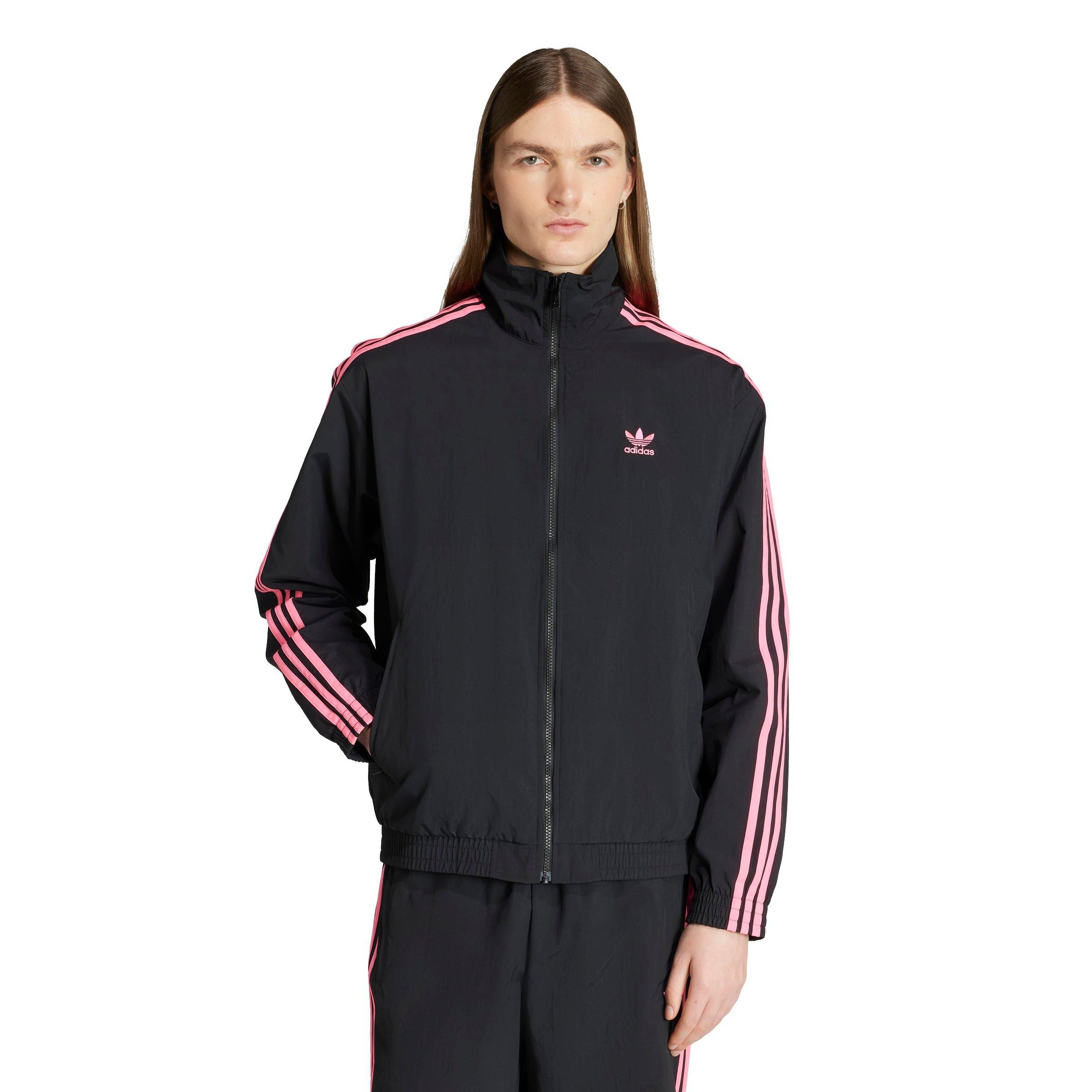 adidas Originals Men's Adicolor Woven Firebird Track Jacket - BLACK/PINK Thumbnail View 1