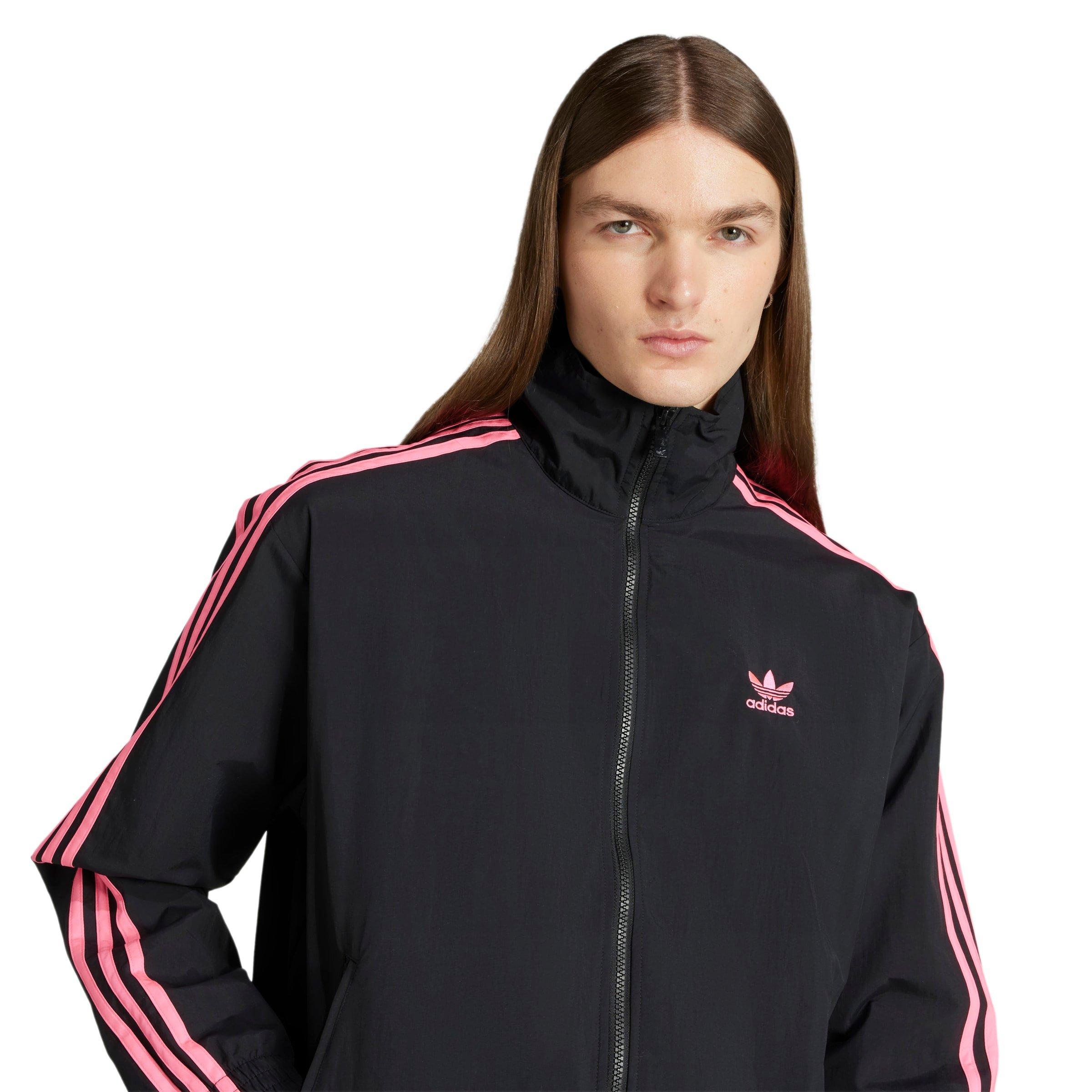 adidas Originals Men's Adicolor Woven Firebird Track Jacket - BLACK/PINK Thumbnail View 4