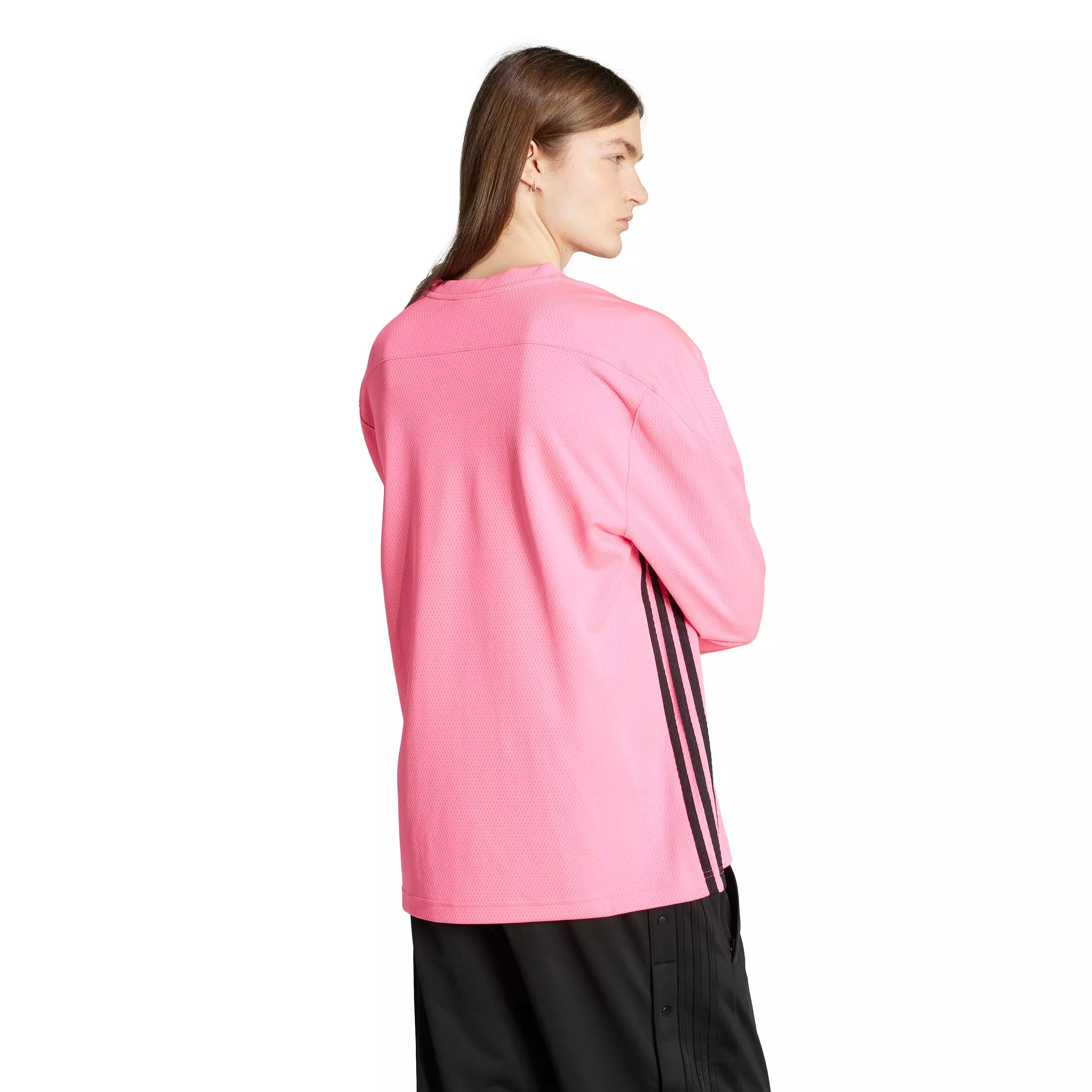 adidas Originals Men's Adicolor Mesh Long-Sleeve Tee-Pink/Black - PINK/BLACK