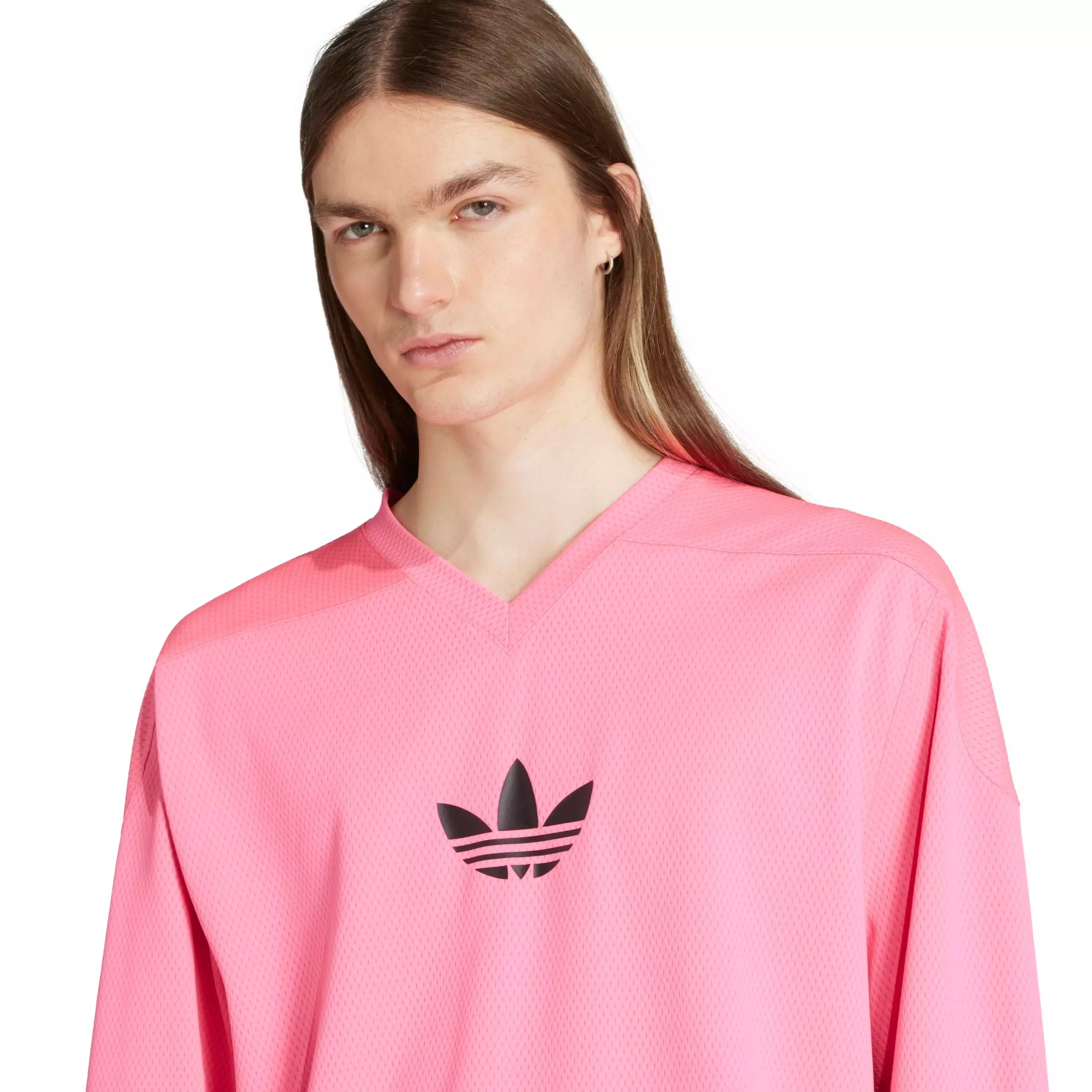adidas Originals Men's Adicolor Mesh Long-Sleeve Tee-Pink/Black - PINK/BLACK