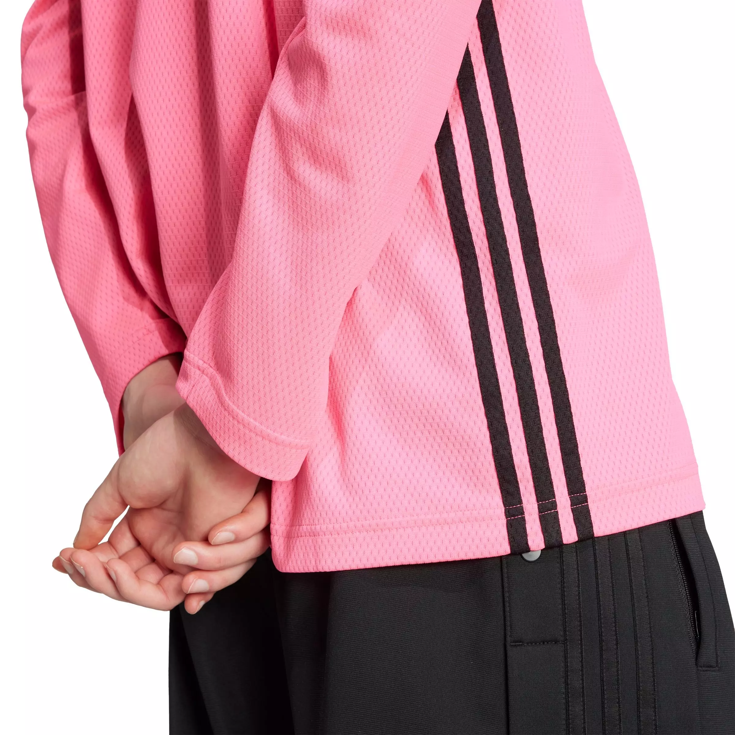 adidas Originals Men's Adicolor Mesh Long-Sleeve Tee-Pink/Black - PINK/BLACK