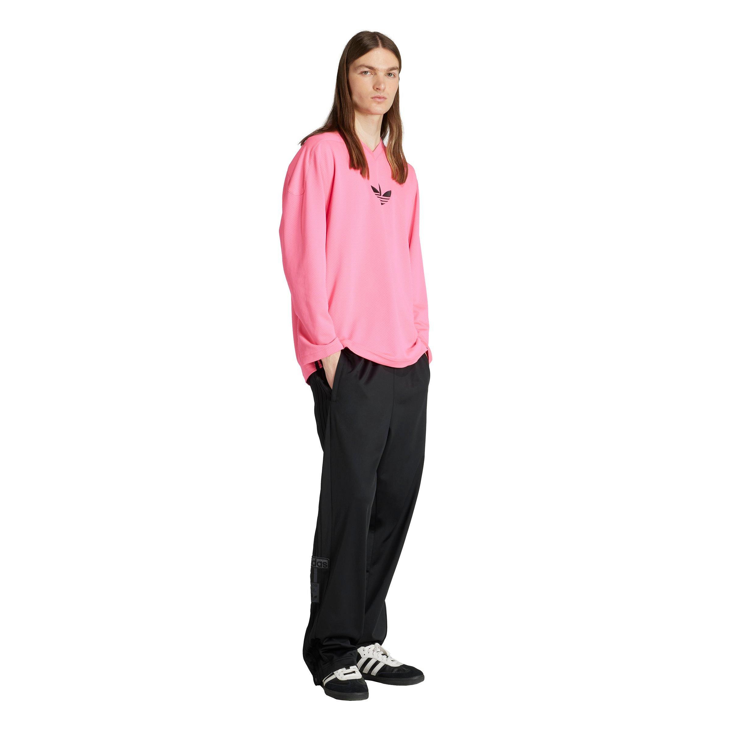 adidas Originals Men's Adicolor Mesh Long-Sleeve Tee-Pink/Black - PINK/BLACK Thumbnail View 5