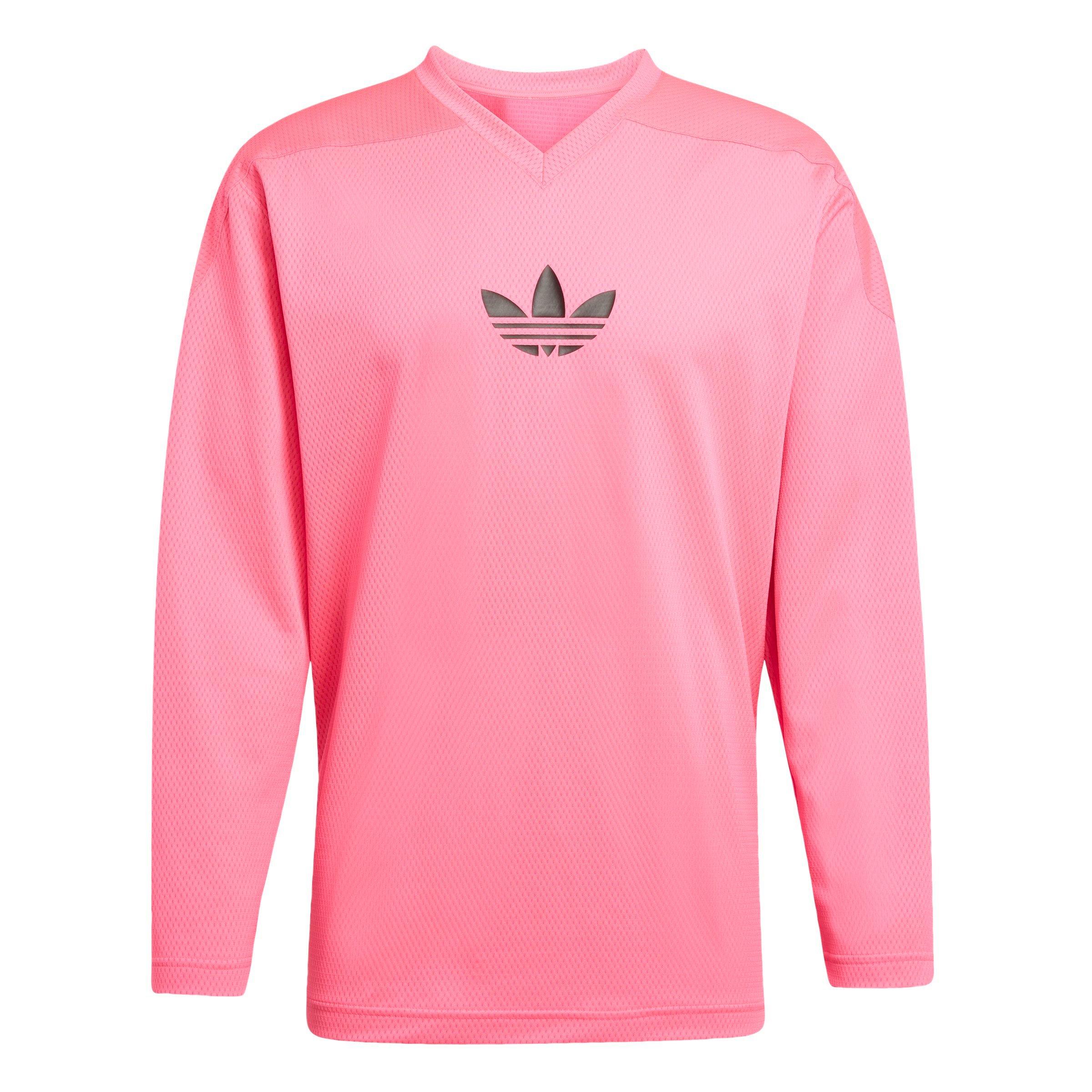 adidas Originals Men's Adicolor Mesh Long-Sleeve Tee-Pink/Black - PINK/BLACK Thumbnail View 6