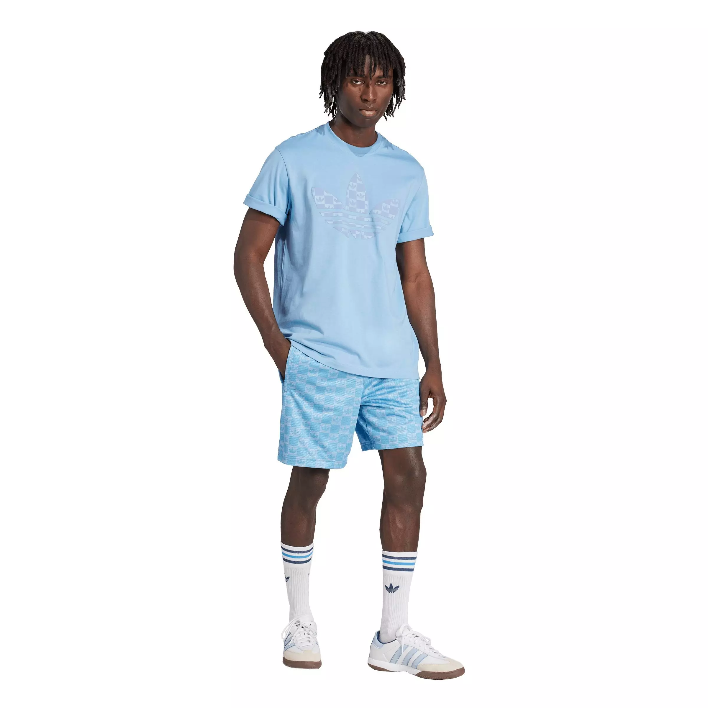 adidas Originals Men's Monogram Regular Mesh Shorts - LT BLUE