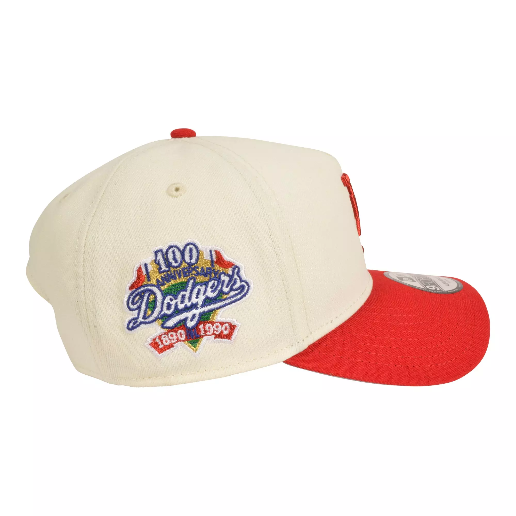 New Era Los Angeles Dodgers 9FORTY Upside Down Snapback Hat - Cream/Red - RED