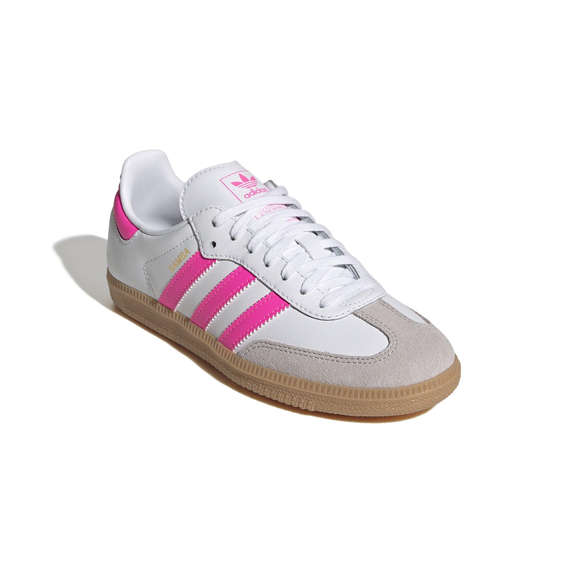 adidas Originals Samba OG "Ftwr White/Lucid Pink/Gum" Grade School Girls' Shoe - WHITE/PINK Thumbnail View 3