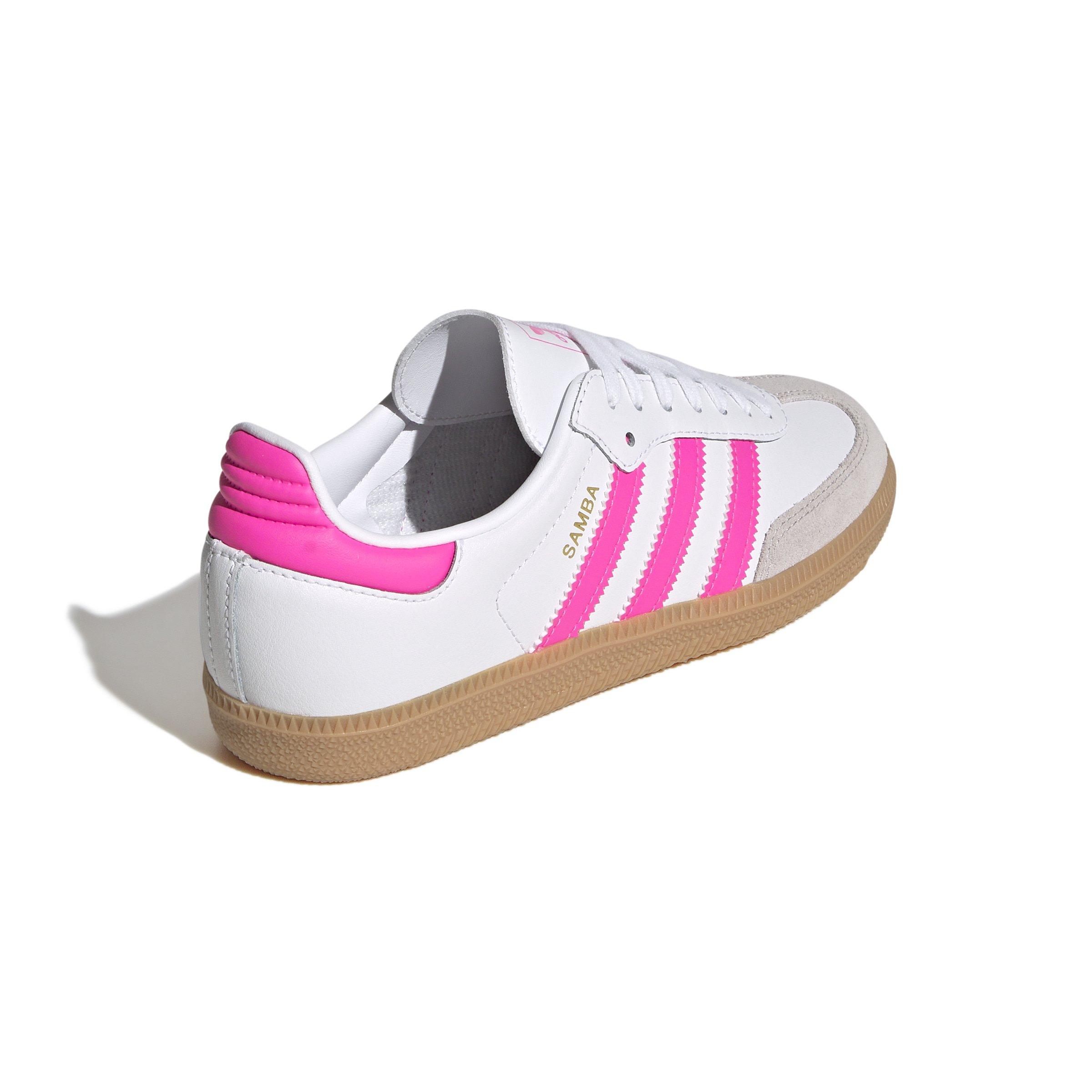adidas Originals Samba OG "Ftwr White/Lucid Pink/Gum" Grade School Girls' Shoe - WHITE/PINK Thumbnail View 4