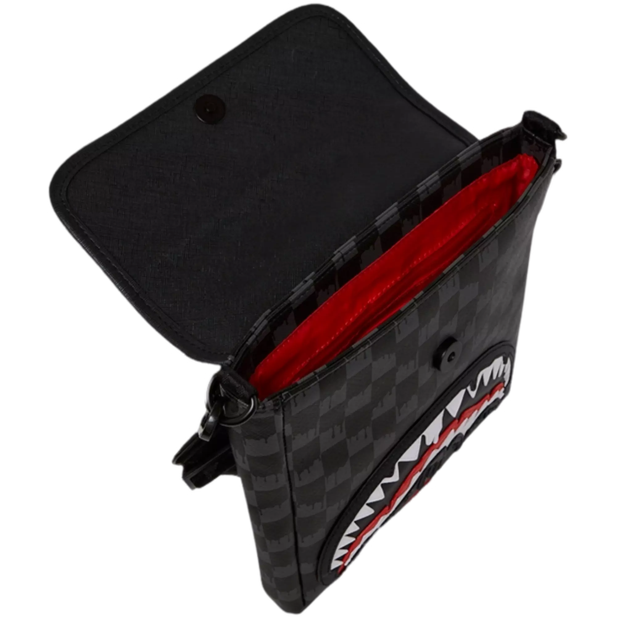 Sprayground Dripping Shark Messenger Sling Bag - BLACK