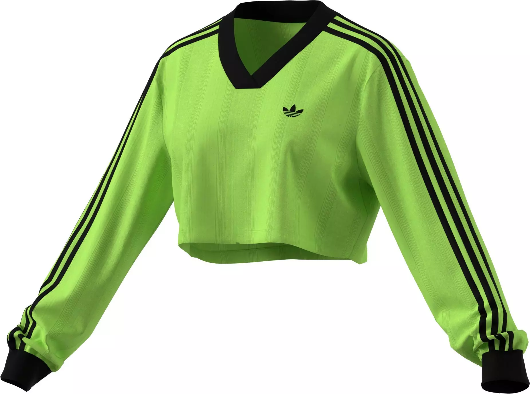 adidas Originals Women's Adicolor Football Jacquard Crop Long-Sleeve Top - GREEN/BLACK