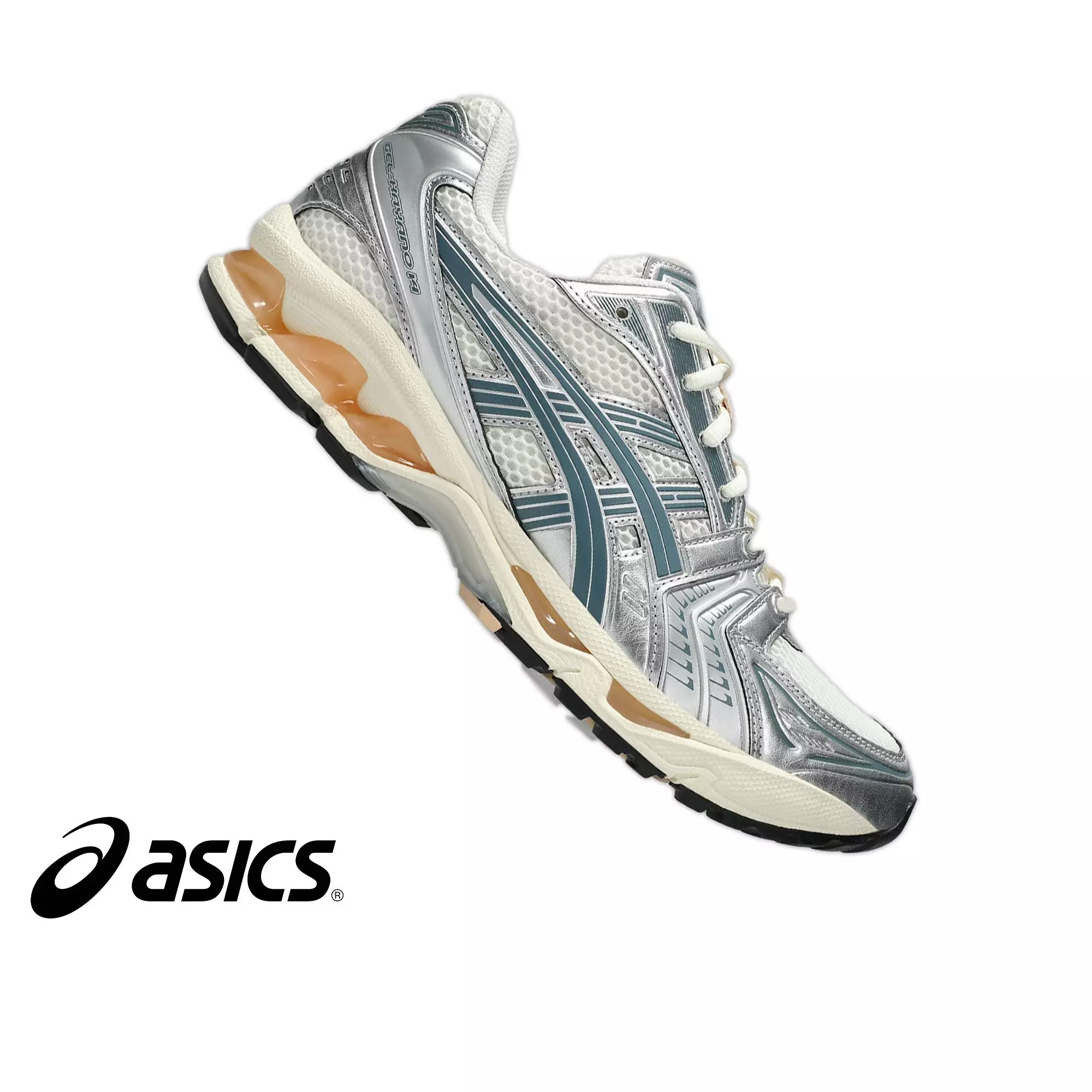 ASICS GEL-KAYANO 14 "Cream/Ironclad" Unisex Shoe - SILVER/BLUE