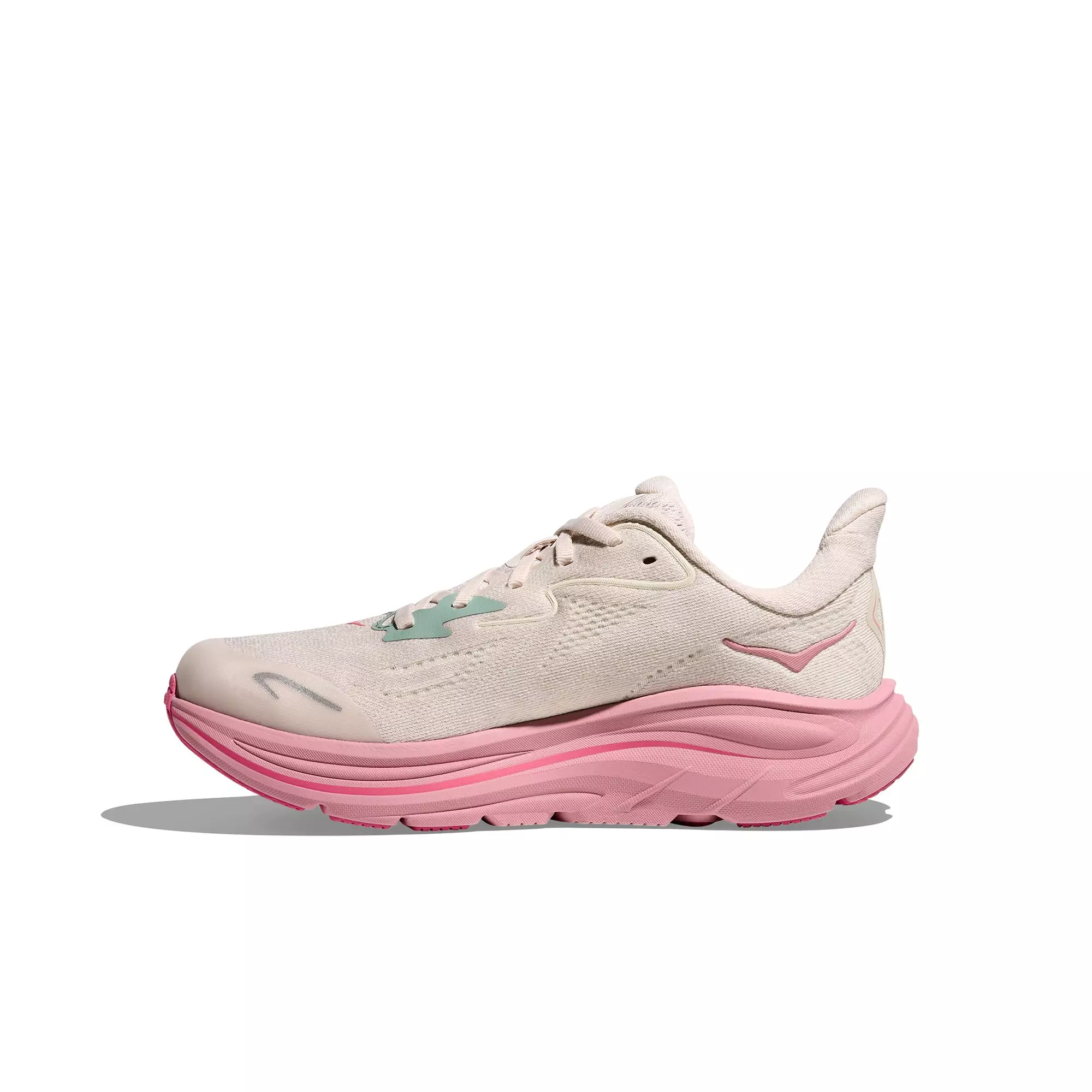Hoka Clifton 10 "Rose Cream/Dried Rose" Grade School Girls' Running Shoe - WHITE/PINK