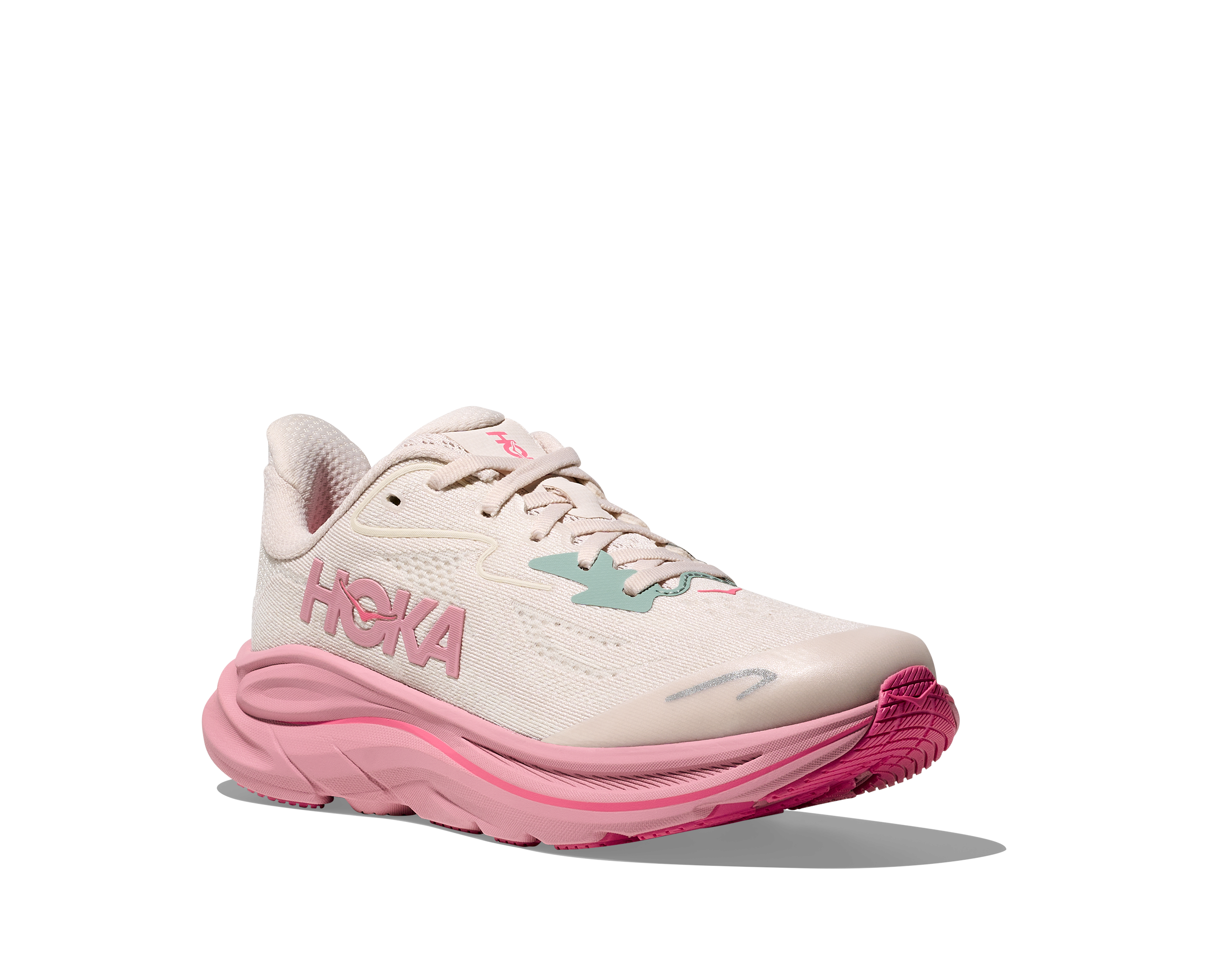 Hoka Clifton 10 Grade School Girls' "Rose Cream/Dried Rose" Running Shoe