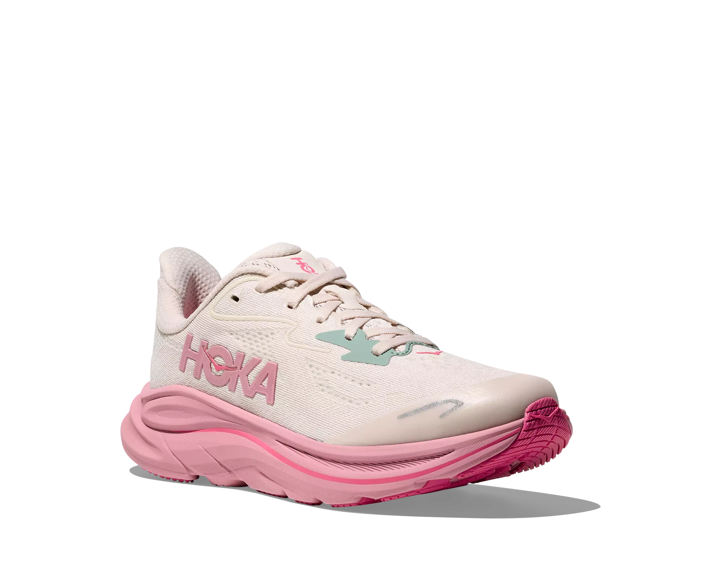 Hoka Clifton 10 "Rose Cream/Dried Rose" Grade School Girls' Running Shoe - WHITE/PINK