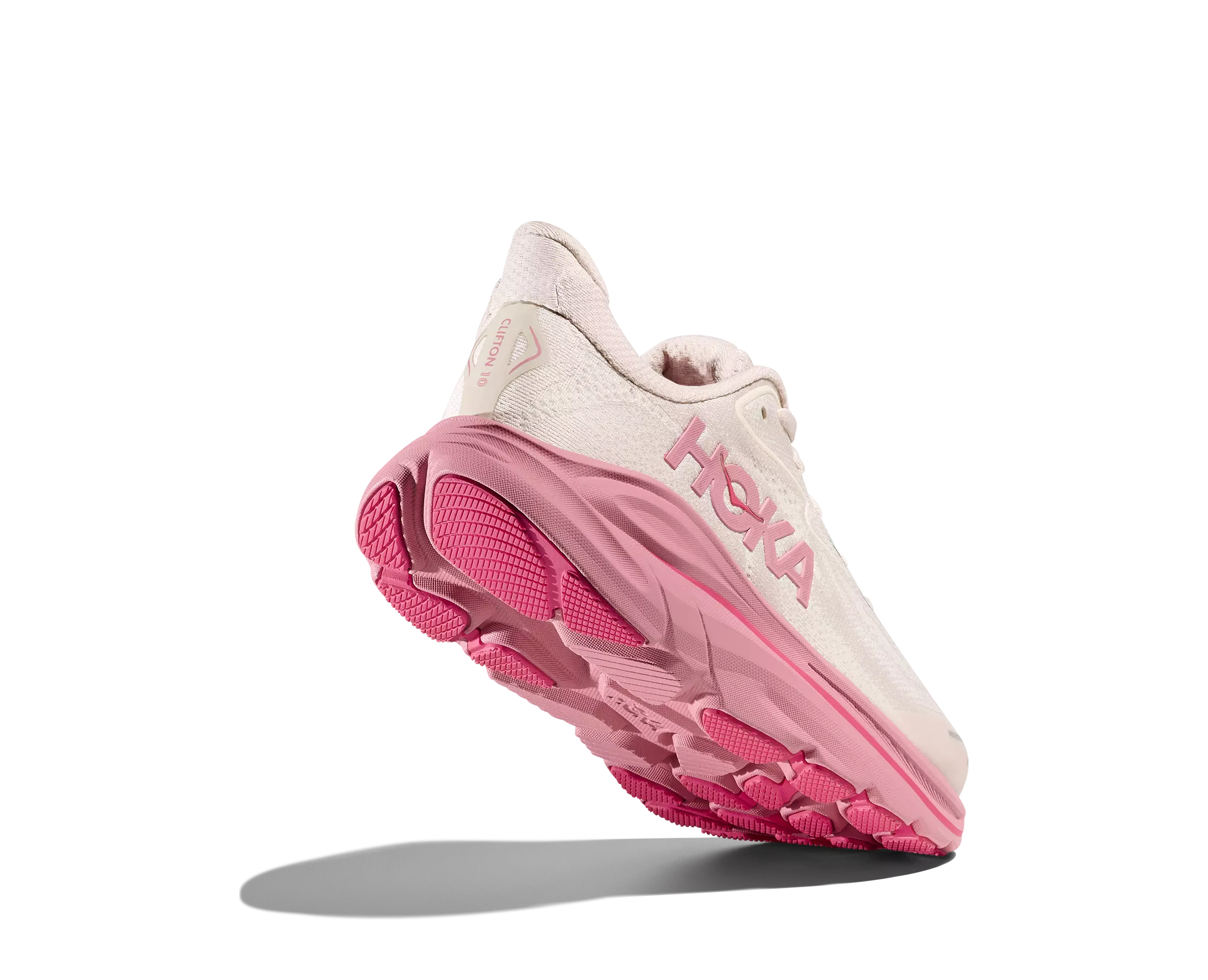 Hoka Clifton 10 "Rose Cream/Dried Rose" Grade School Girls' Running Shoe - WHITE/PINK