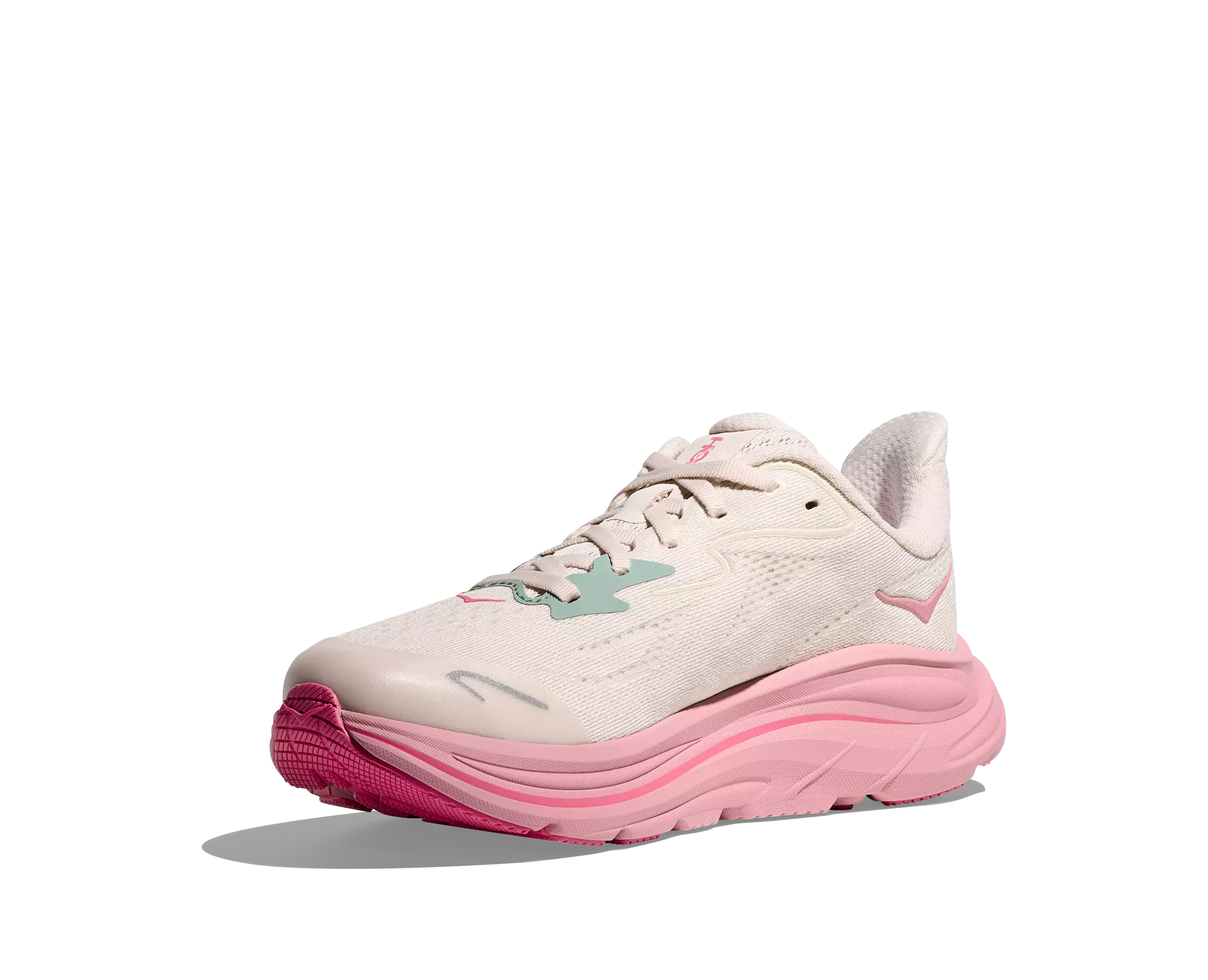 Hoka Clifton 10 "Rose Cream/Dried Rose" Grade School Girls' Running Shoe - WHITE/PINK